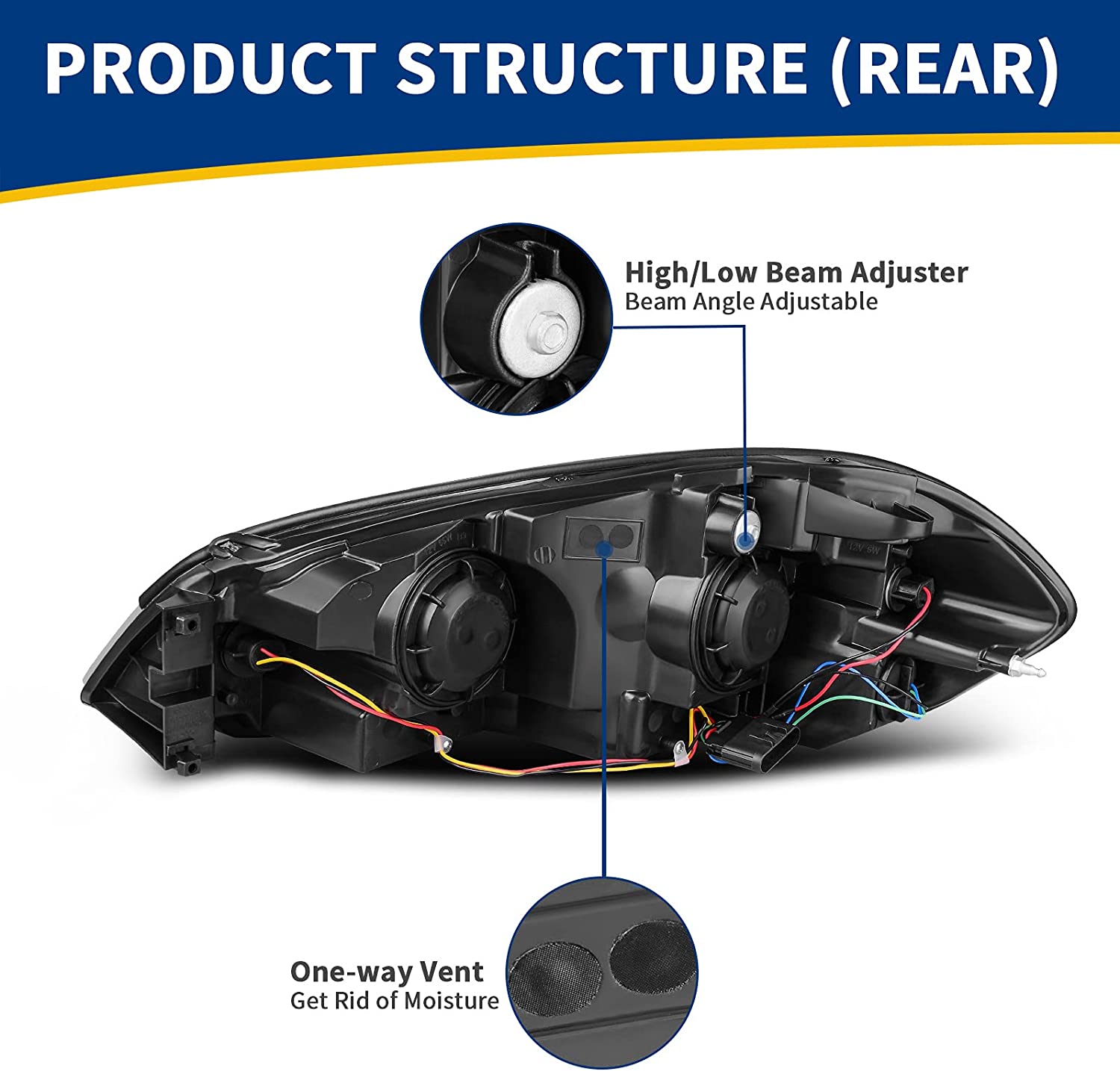 NTXGlow Autosaver88 headlight assembly for 2006-2013 Chevy Impala and Monte Carlo, chrome housing with amber reflector and clear lens