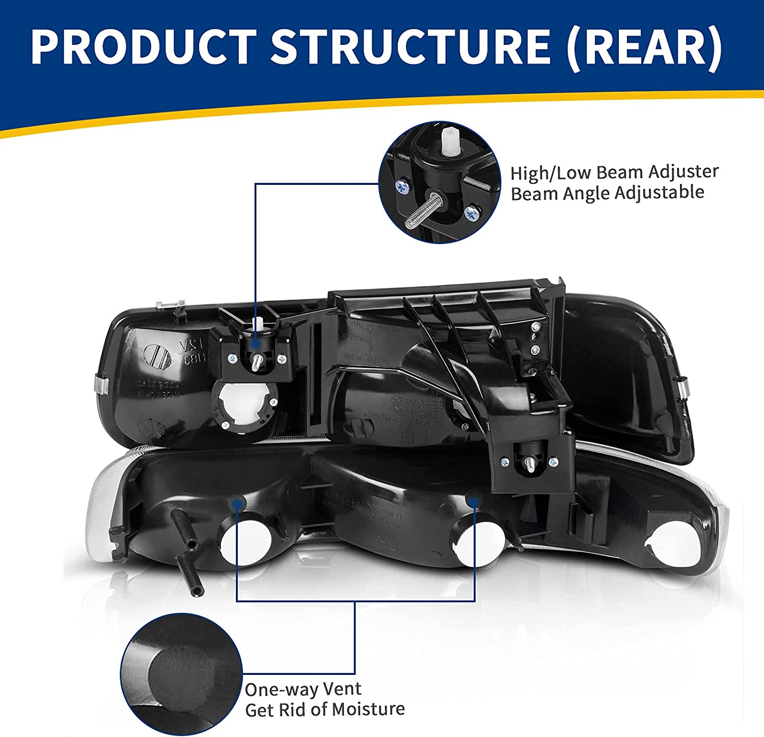 NTXGlow headlight assembly for 1999-2002 Chevy Silverado and 2000-2006 Tahoe/Suburban, featuring clear lens and modern design.