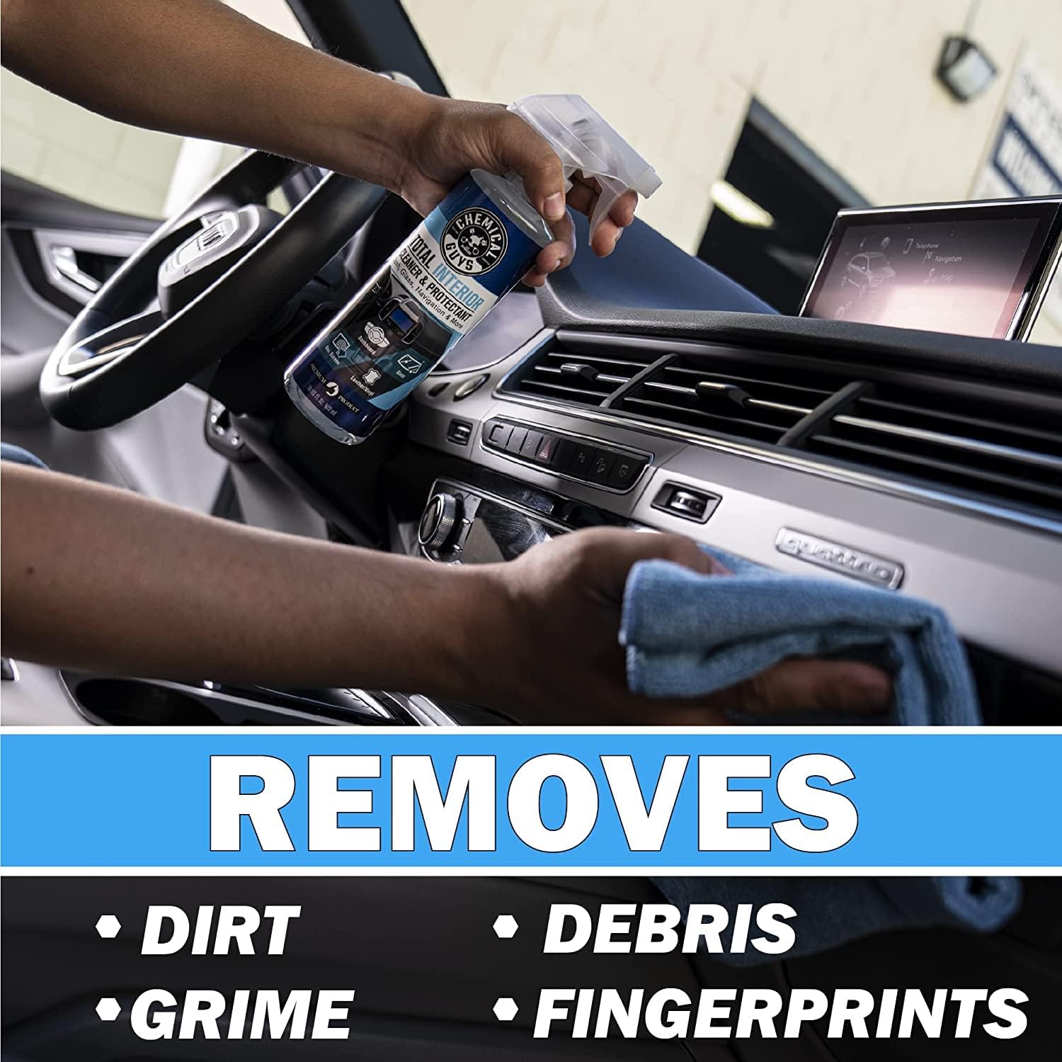 Chemical Guys, Total Interior Cleaner & Protectant, Leather & Vinyl, 16 oz | Cleans dashboards, seats, door panels, trim and glass in one step, leaving a fresh, streak-free, factory-style look
