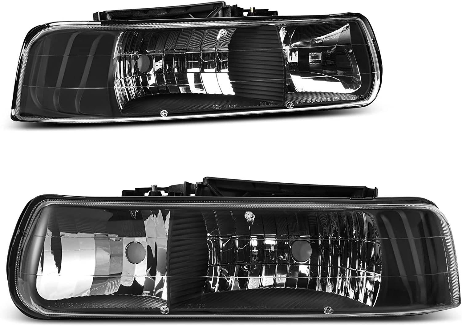 NTXGlow Autosaver88 headlights assembly for Chevrolet Silverado 1999-2002 and Tahoe/Suburban 2000-2006, shown in bumper installation.