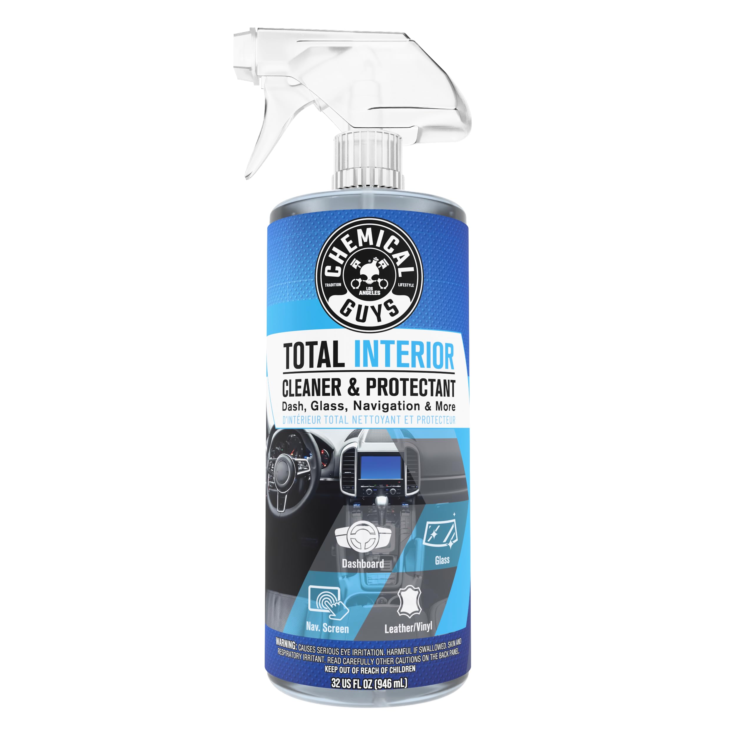 Chemical Guys, Total Interior Cleaner & Protectant, Leather & Vinyl, 16 oz | Cleans dashboards, seats, door panels, trim and glass in one step, leaving a fresh, streak-free, factory-style look