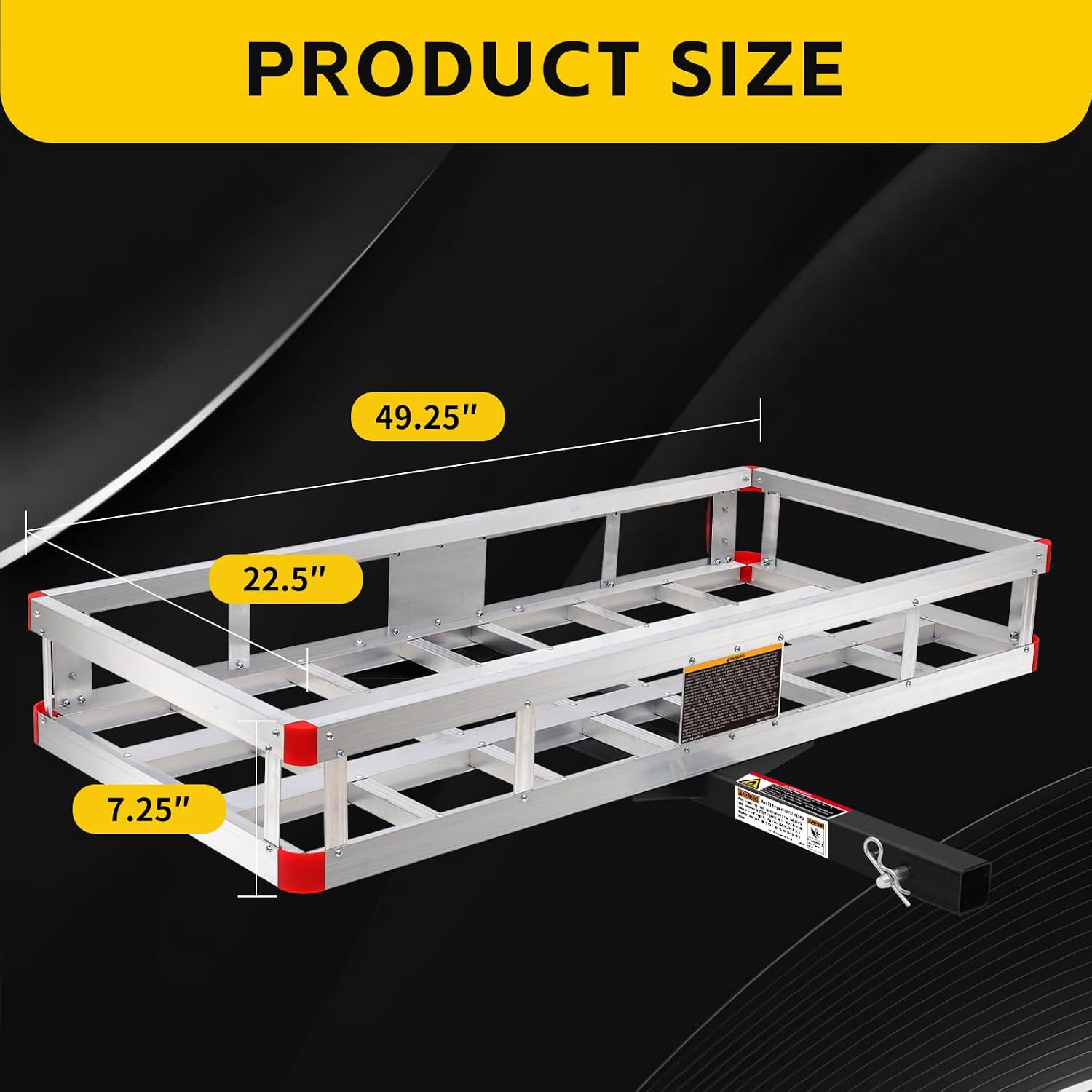 MaxxHaul 70108 Aluminum Cargo Carrier With High Side Rails- Trailer Hitch Mount For RV's, Trucks, SUV's, Vans, Cars With 2" Hitch Receiver - 500-lb Load Capacity, Grey, 49" x 22.5"