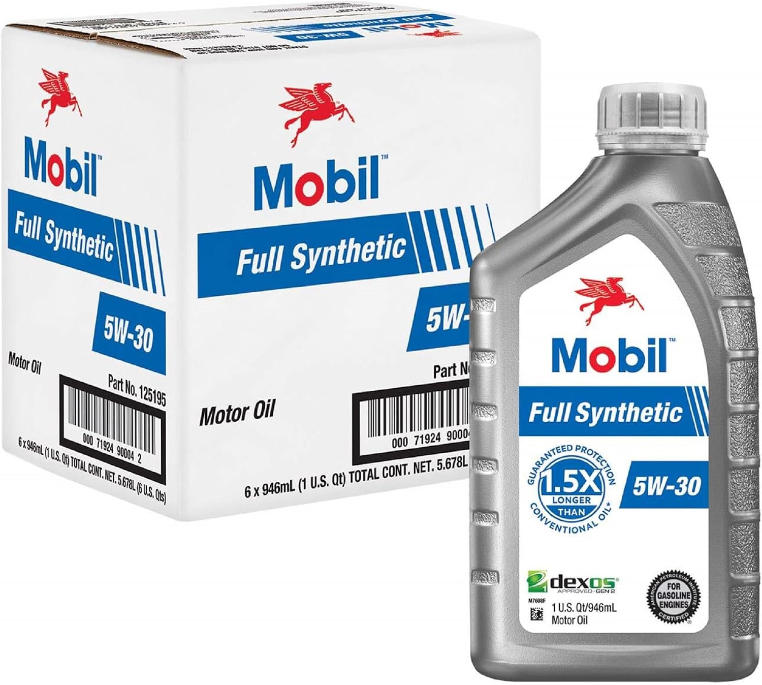 Mobil Full Synthetic Motor Oil 5W-30, 1 Quart (Pack of 6)
