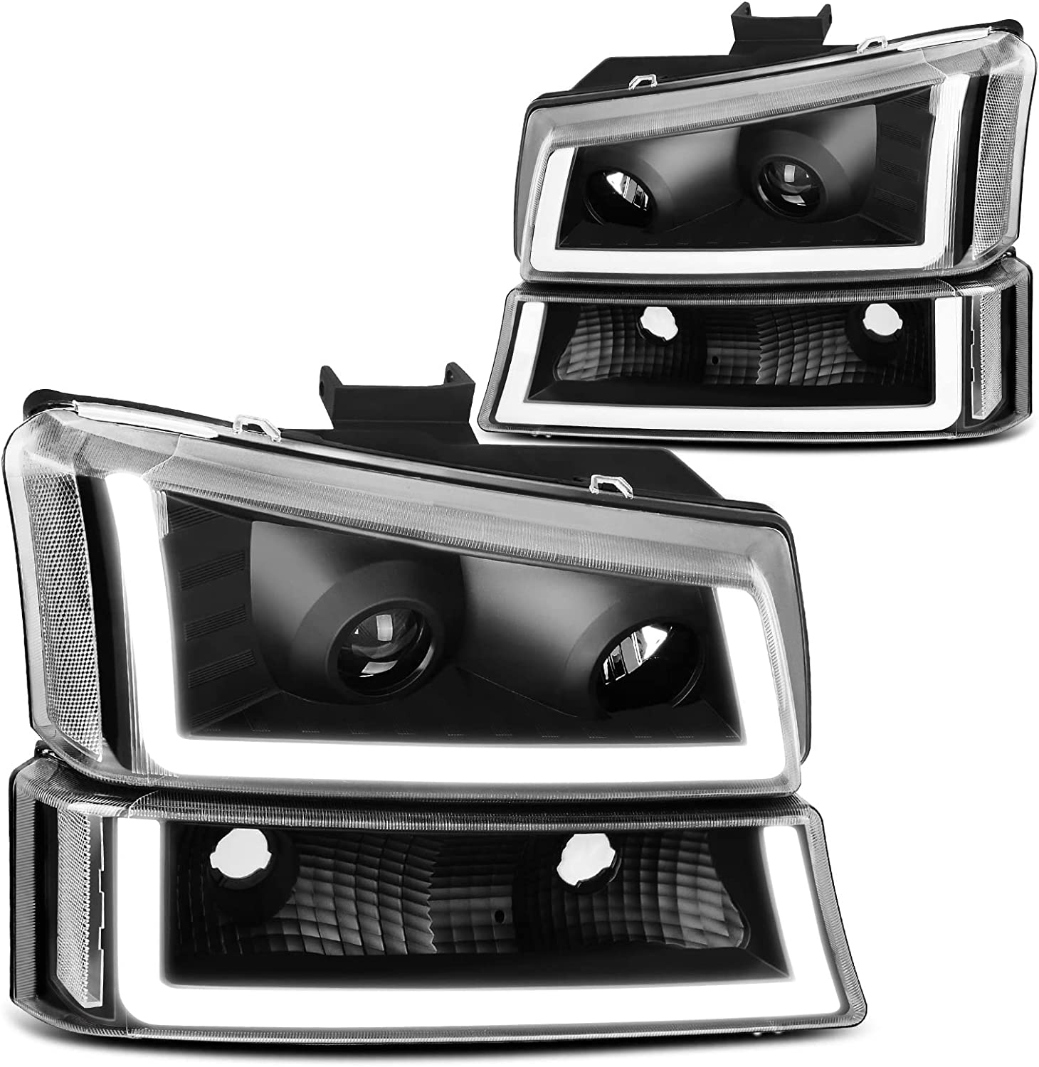NTXGlow black clear housing headlight assembly for Chevy Silverado Avalanche 1500, 2500, 3500, vehicle lighting part