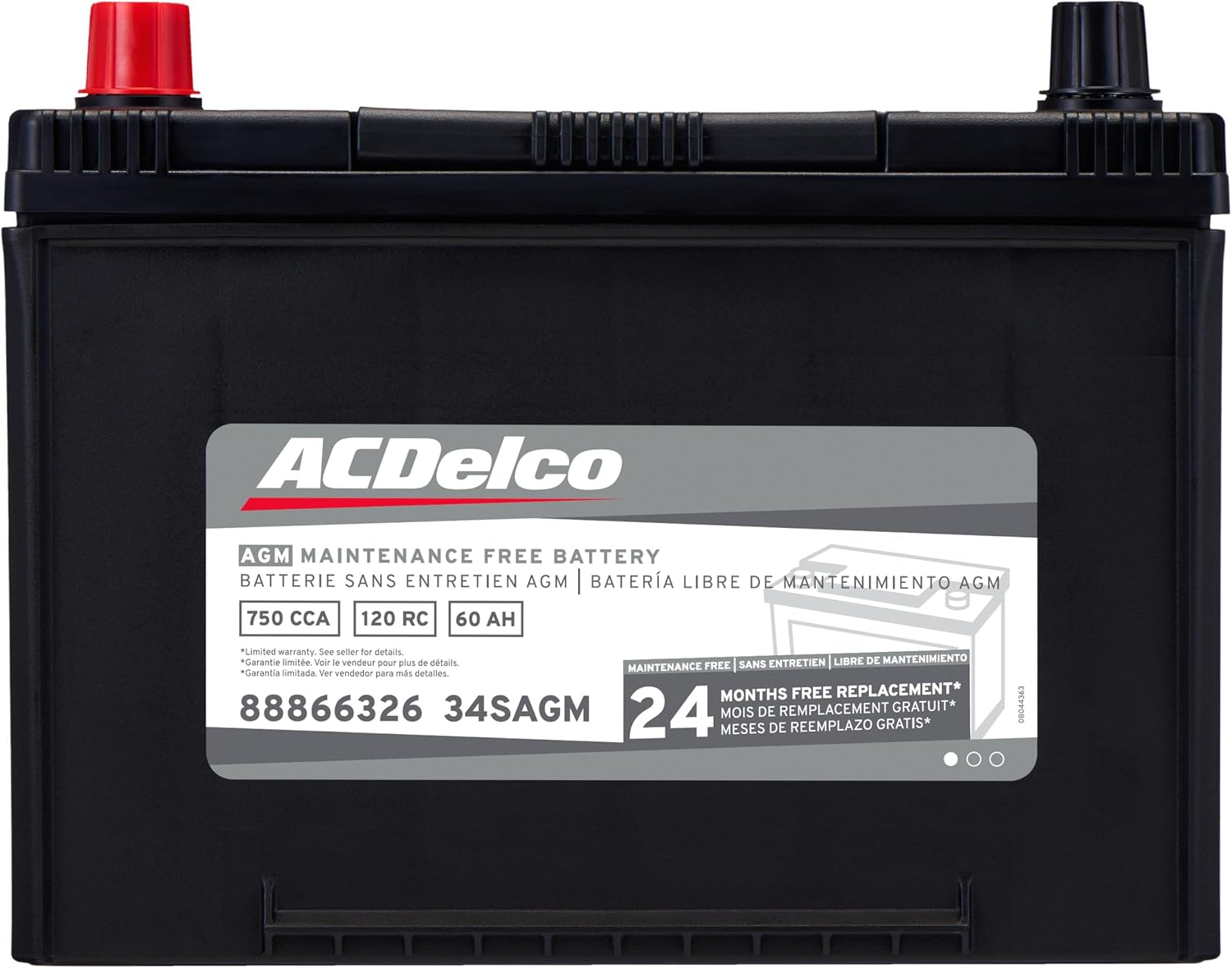 ACDelco Silver 34SAGM (88866326) 24 Month Warranty AGM BCI Group 34 Battery