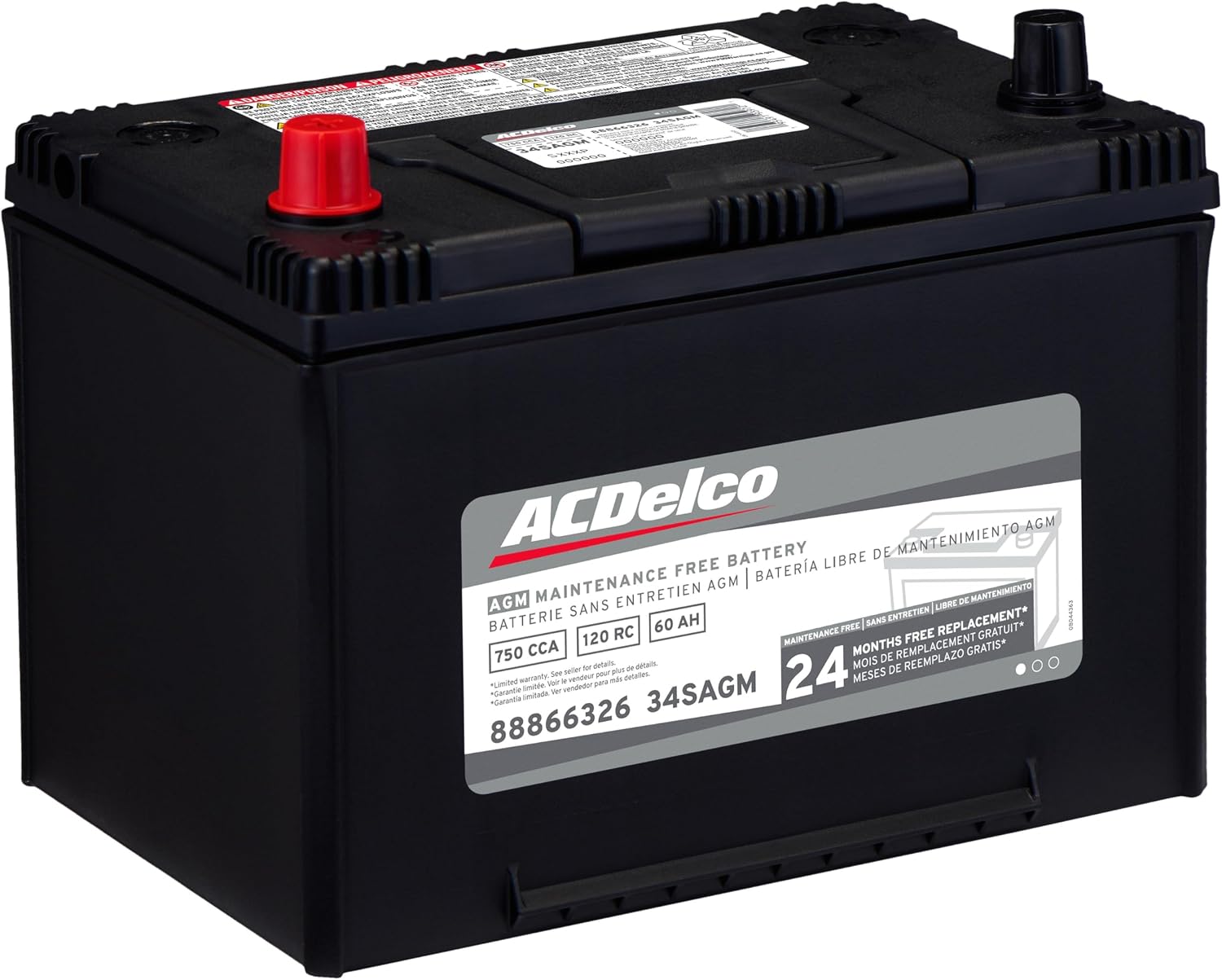 ACDelco Silver 34SAGM (88866326) 24 Month Warranty AGM BCI Group 34 Battery