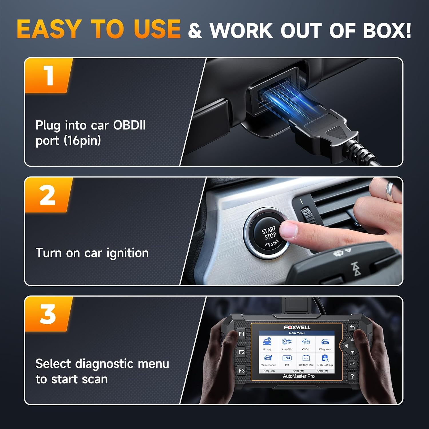 FOXWELL NT624 Elite OBD2 Scanner,All-System Scan Tool,8 Resets Code Reader