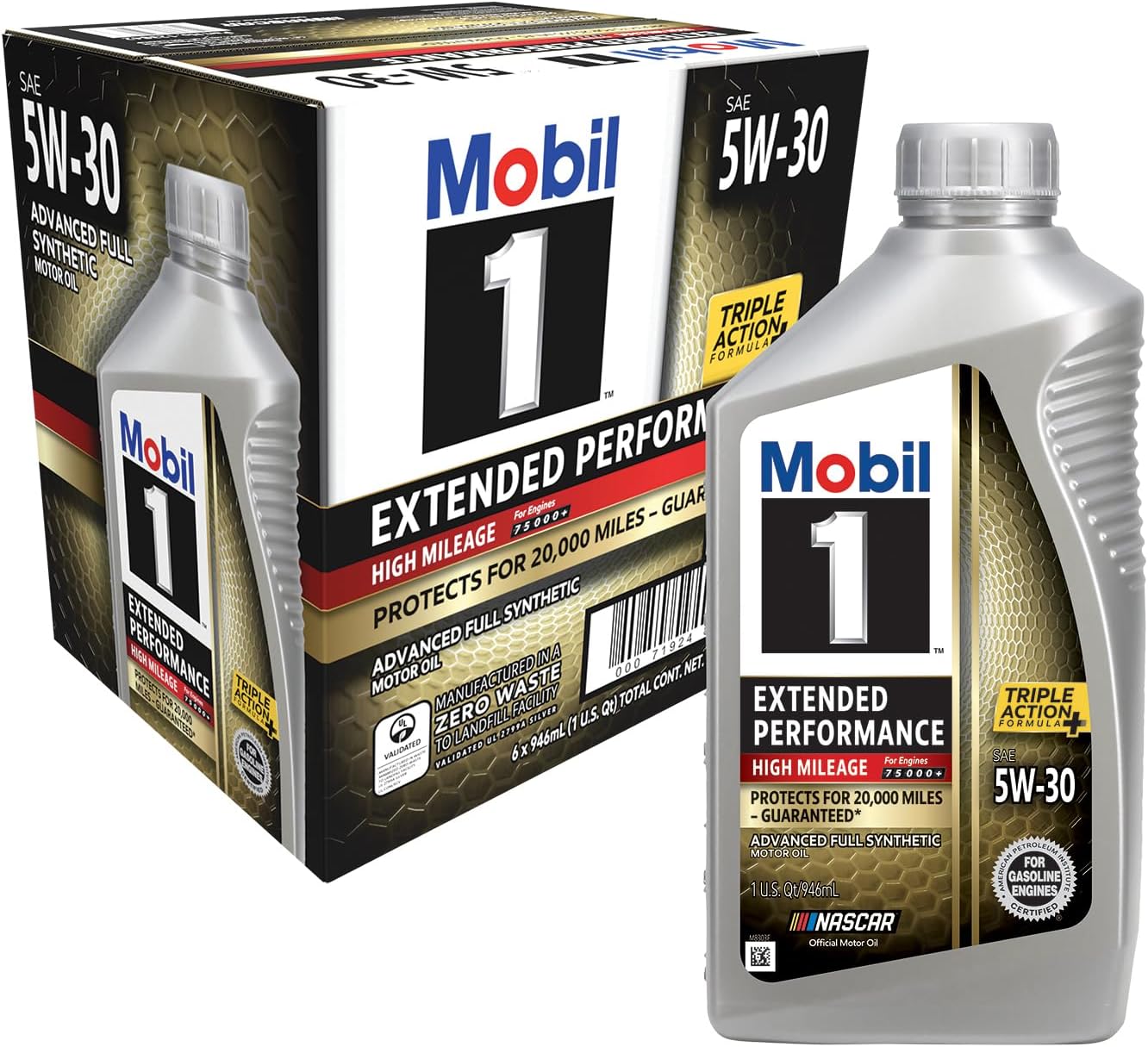 Mobil 1 Extended Performance High Mileage Full Synthetic Oil 5W-30 (6 Pack)