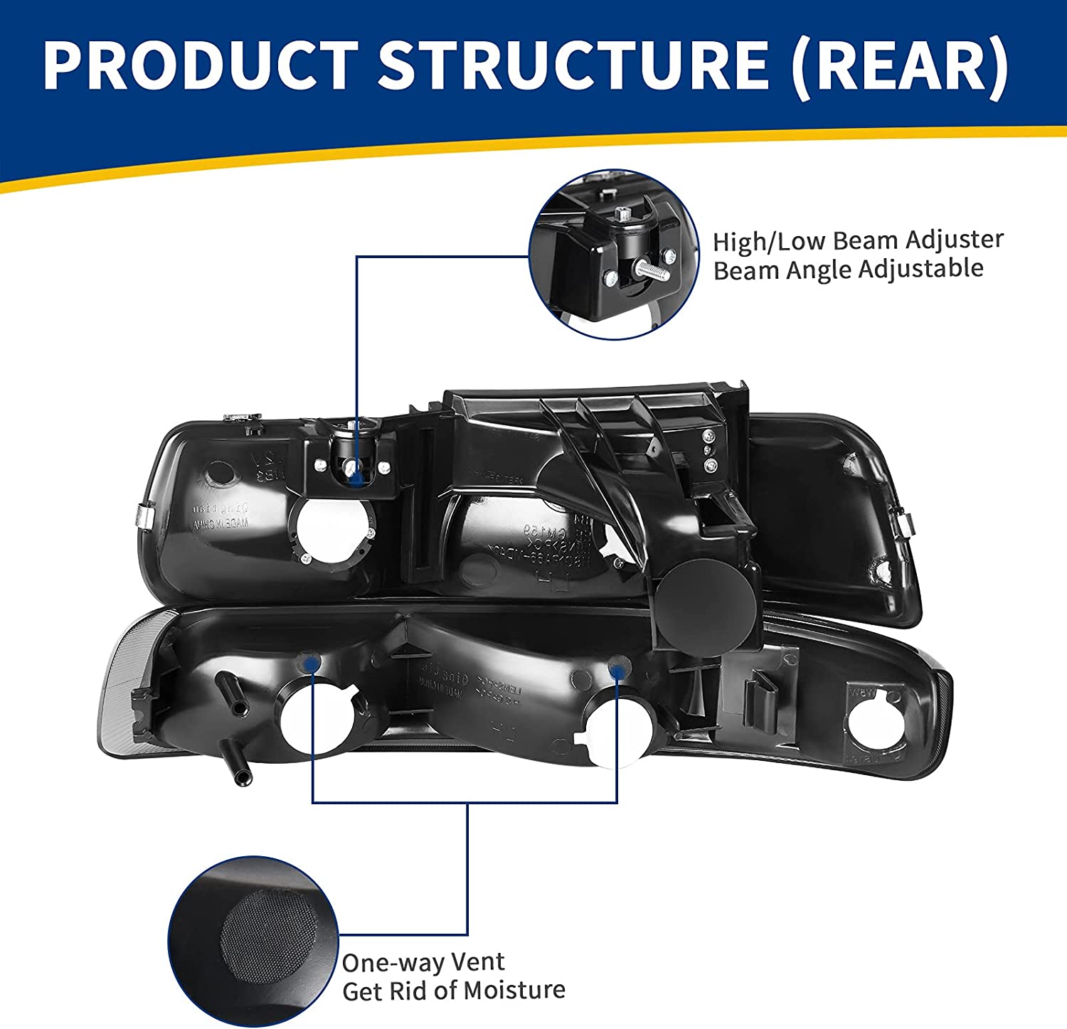 NTXGlow Autosaver88 headlights assembly with smoke lens for 1999-2006 Chevy Silverado, Tahoe, and Suburban bumper lights.