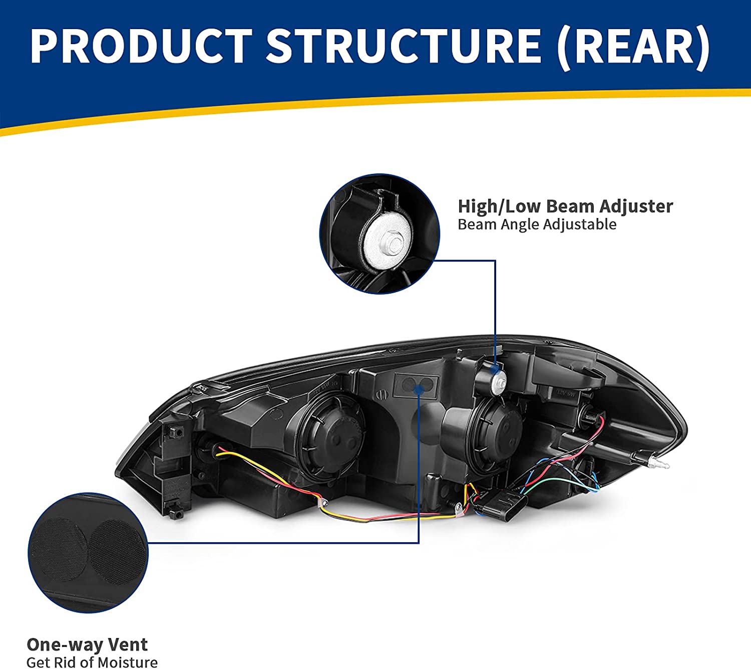 NTXGlow autosaver88 headlight assembly for 2006-2013 Chevy Impala and Monte Carlo with black housing, amber reflector, clear lens.