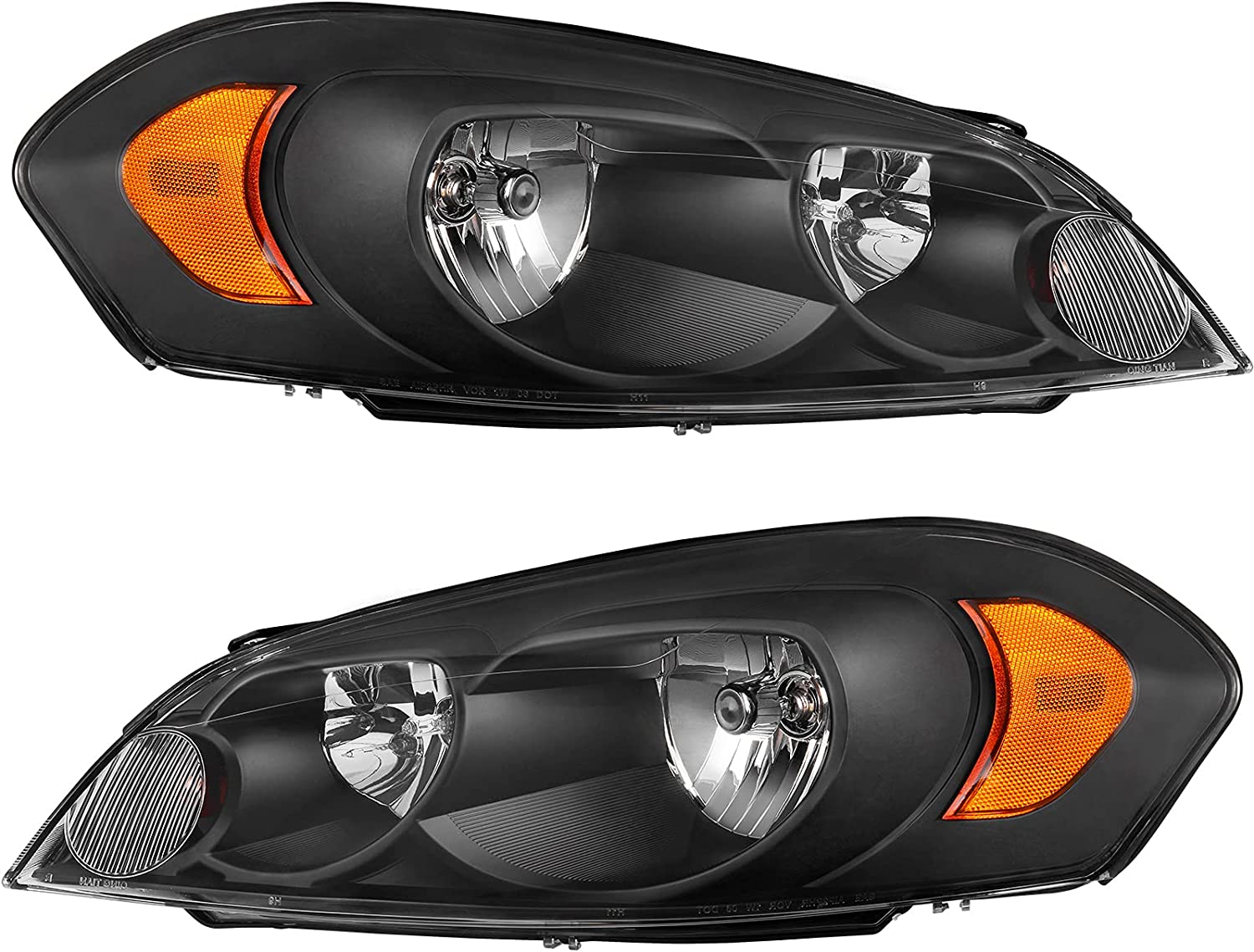 NTXGlow Autosaver88 headlight assembly for 2006-2013 Chevy Impala and 2006-2007 Monte Carlo with black housing and clear lens