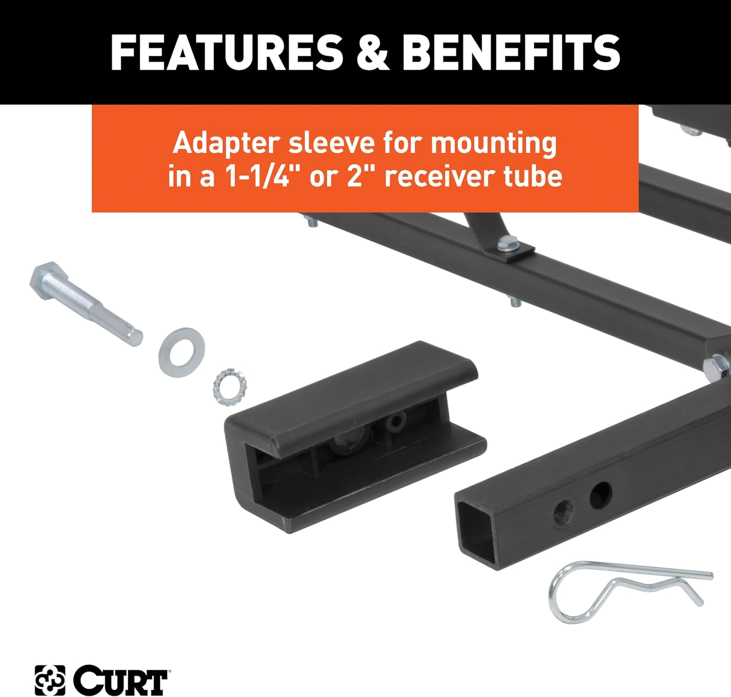 CURT 18145 Cargo Basket Hitch Trailer Hitch Cargo Carrier, 500 lbs. Capacity, 46-1/2-Inch x 17-1/2-Inch x 5-1/2-Inch, Fits 1-1/4 or 2-Inch Receiver