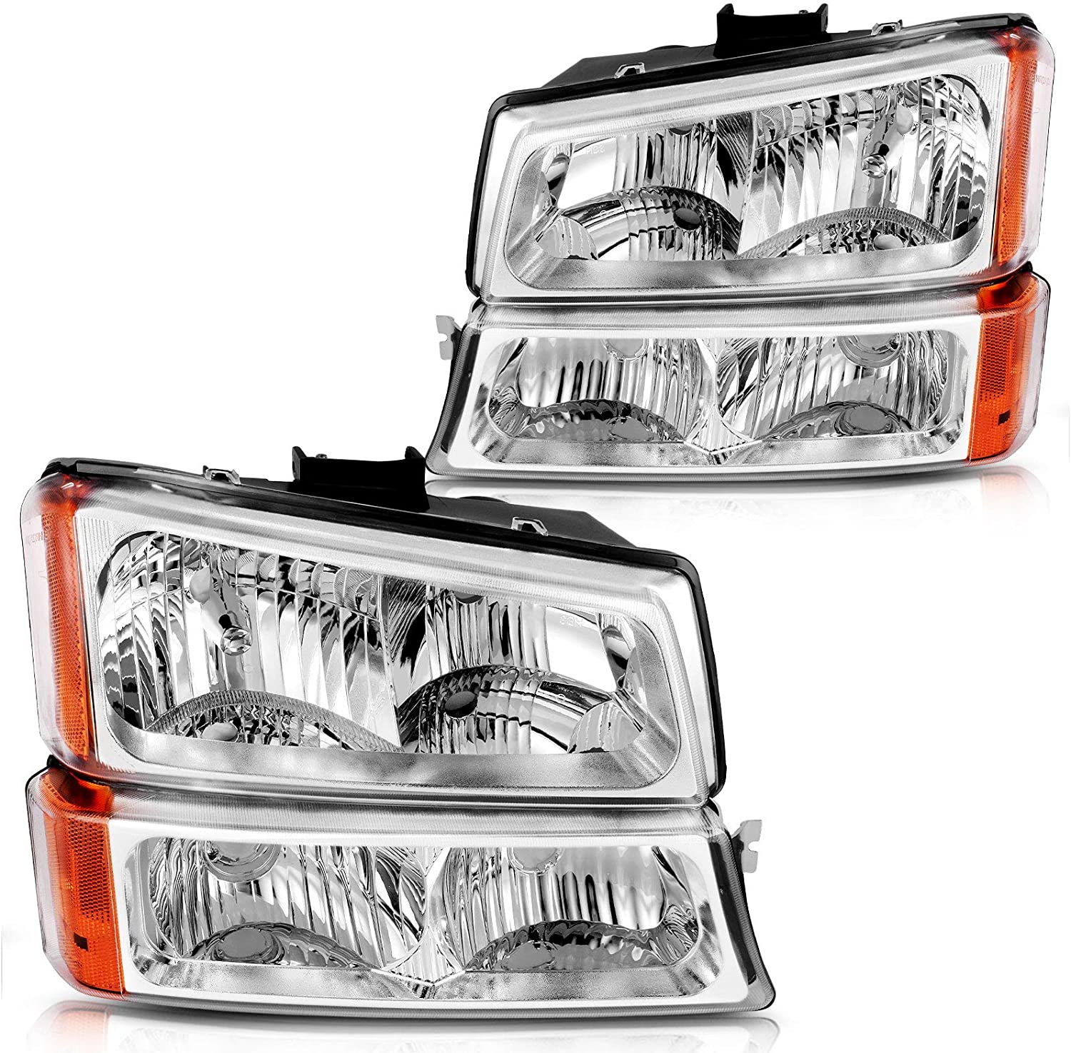 NTXGlow black clear housing headlight assembly for Chevy Silverado Avalanche 1500 2500 3500, durable automotive lighting unit