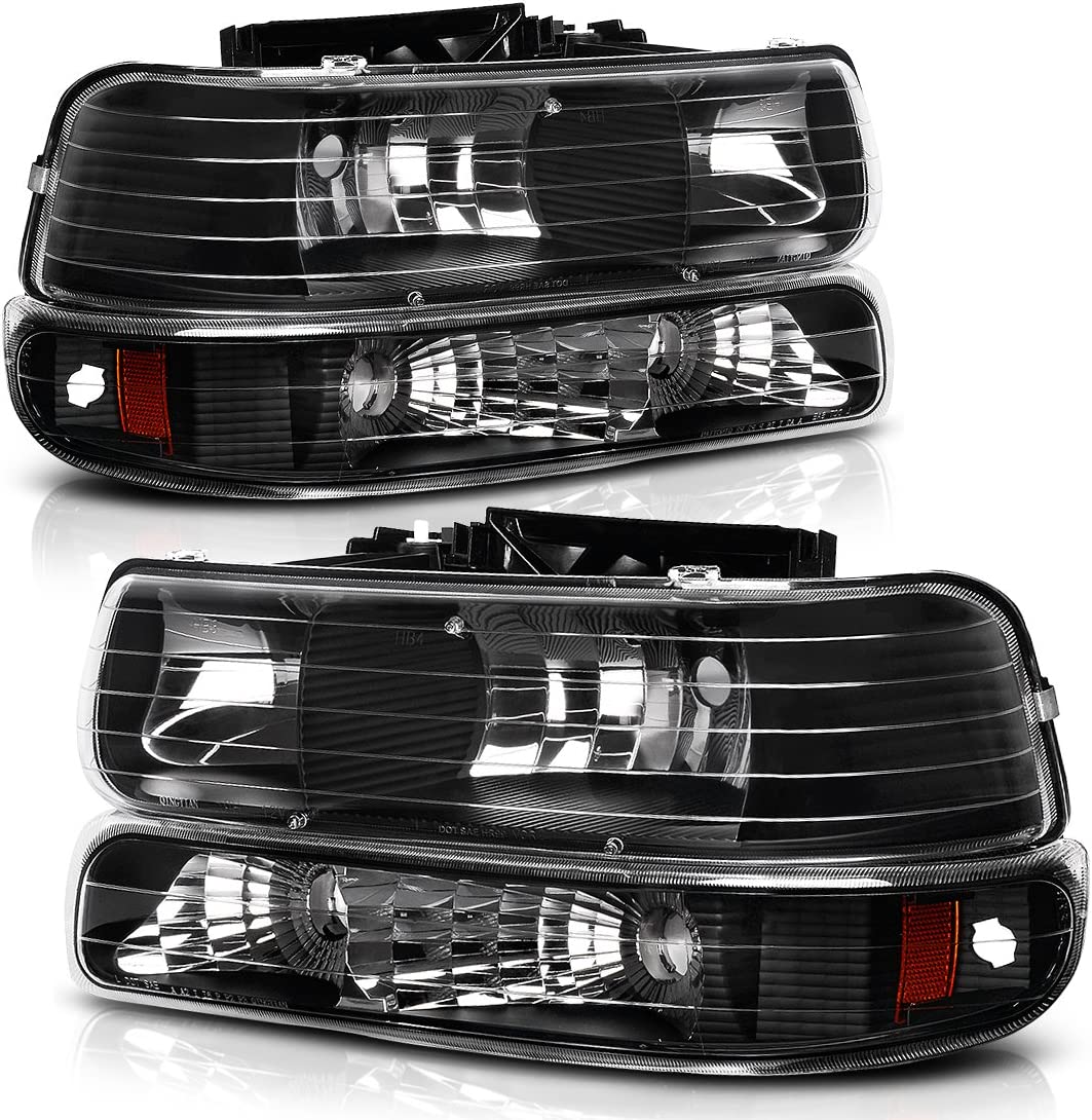 NTXGlow Autosaver88 headlights assembly for 1999-2006 Chevrolet Silverado, Tahoe, Suburban; front bumper lighting for trucks.
