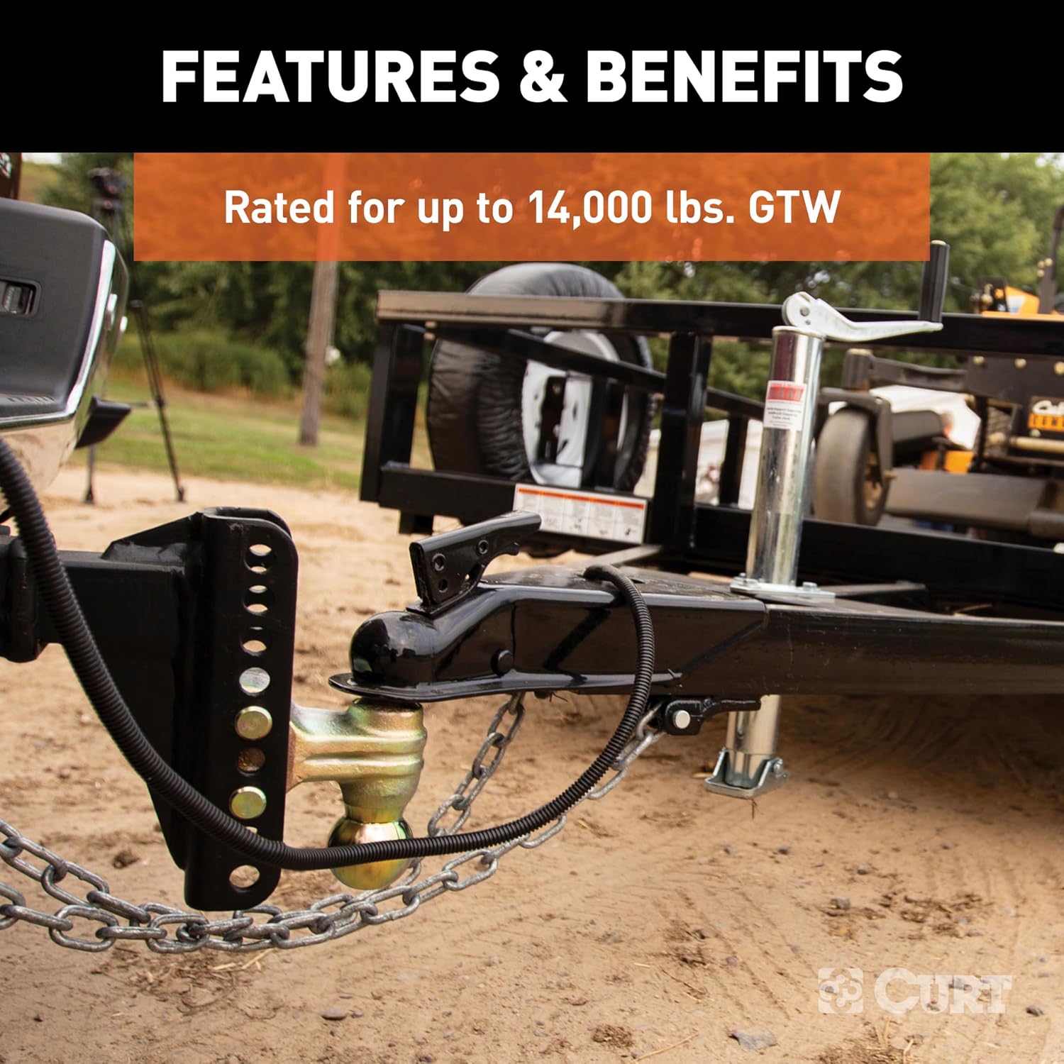 CURT 45900 Adjustable Dual-Ball Channel Mount, 2" Shank, 6" Drop | 2" Ball Rated 10,000 lb, 2-5/16" Ball Rated 14,000 lb, 5-1/4" Rise, 11" or 12" Length, Built-In Anti-Rattle