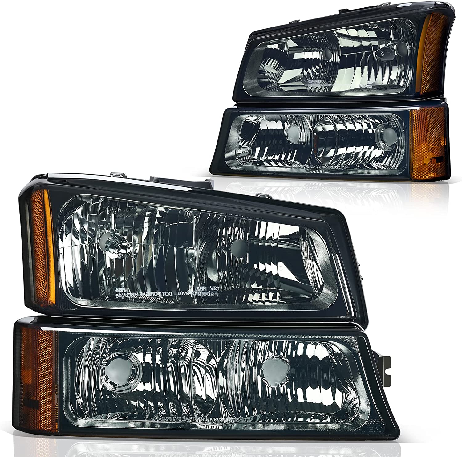 NTXGlow black clear housing headlight assembly for Chevy Silverado Avalanche 1500 2500 3500, designed for optimal vehicle lighting.