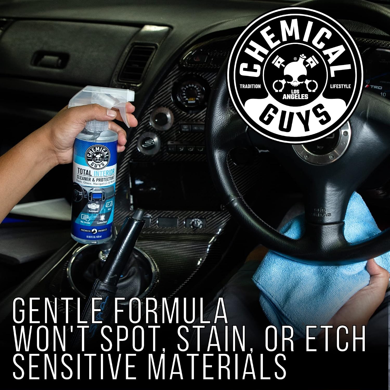 Chemical Guys, Total Interior Cleaner & Protectant, Leather & Vinyl, 16 oz | Cleans dashboards, seats, door panels, trim and glass in one step, leaving a fresh, streak-free, factory-style look