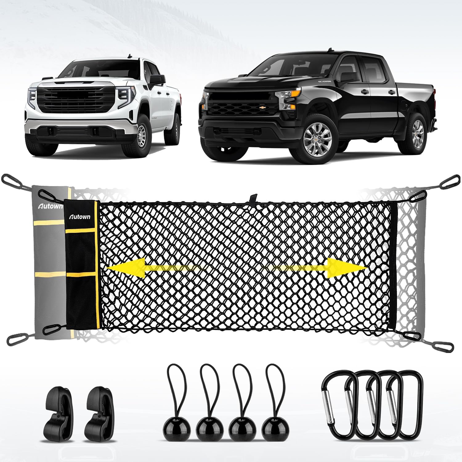 AUTOWN Truck Bed Cargo Net for GMC Sierra & Chevy Silverado 2013-2025