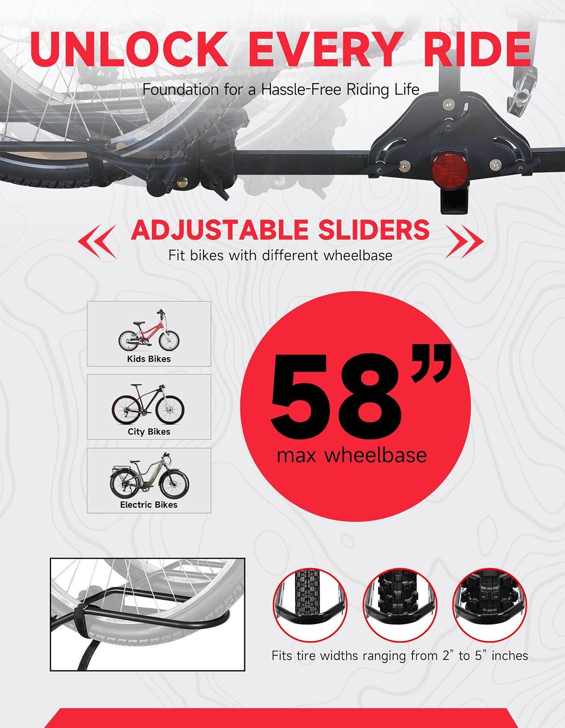 Young Bike Rack Hitch for Car - 200LB 2-Bike Rack Hitch Mount Platform Style Hitch Bike Rack，Smart Tilting & Easy Fold for Car SUV with 2 Inch Receiver，Bike Carrier Fits Up to 5-inch Fat Tire
