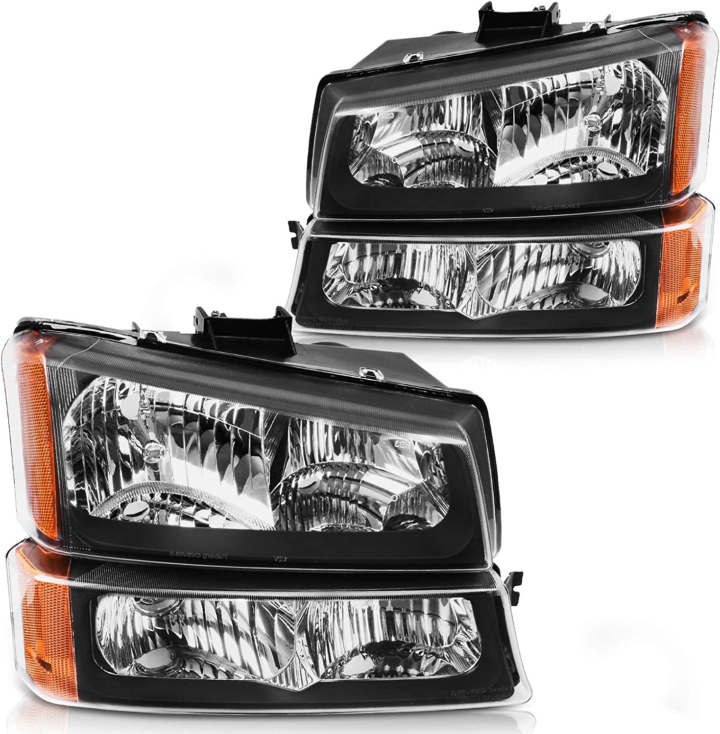 NTXGlow Chevy Silverado headlight assembly with black clear housing, compatible with Avalanche 1500, 2500, and 3500 models, lighting part