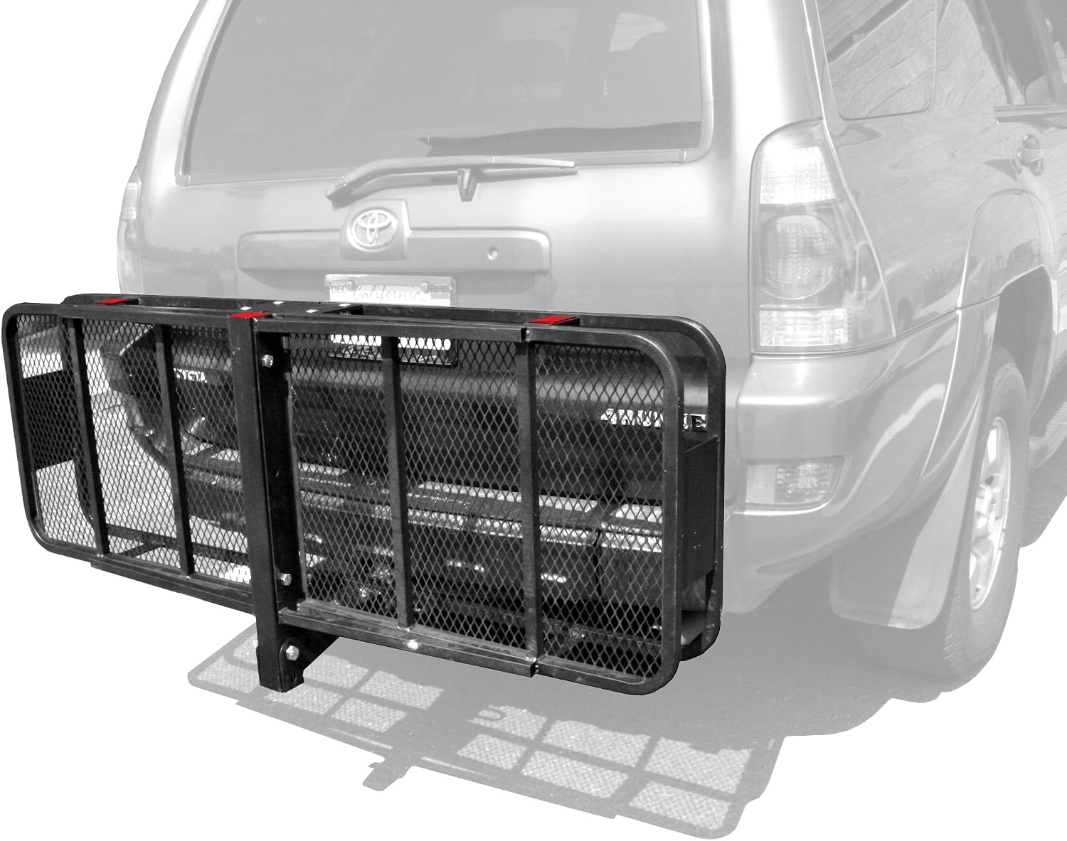 MaxxHaul 70103 500 lb. Capacity Steel Hitch Mount Folding Cargo Carrier Mesh Basket Fits 2 inch Hitch Receiver 60 x 21 x 6.5 in For Car SUV Pickup Truck Van Camping Traveling