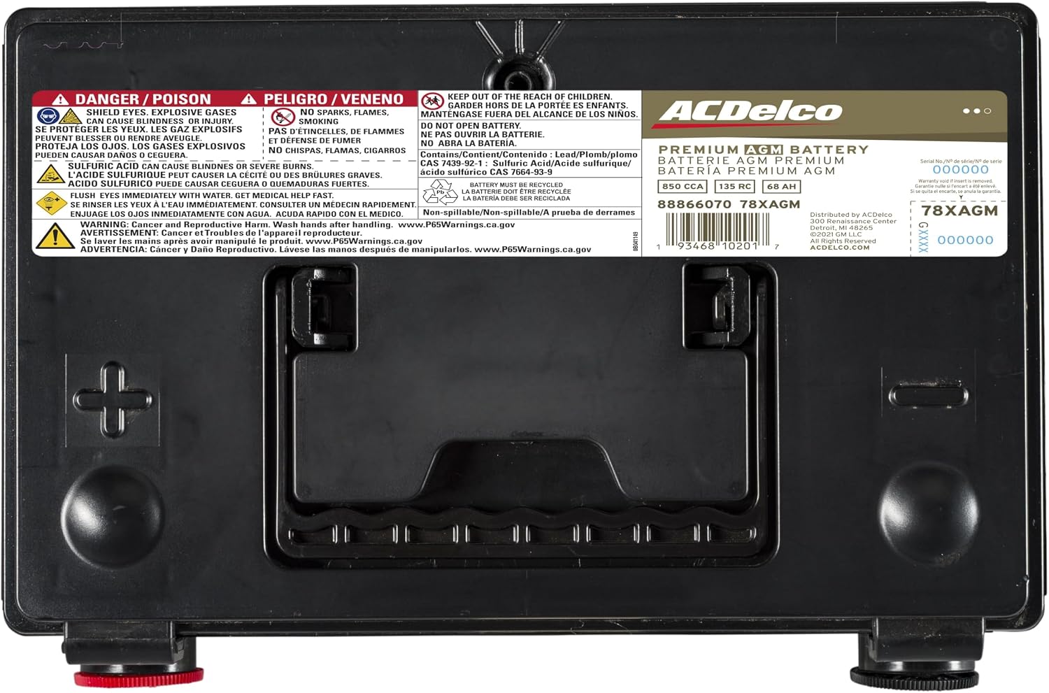 ACDelco Gold 78XAGM (88866070) 48 Month Warranty Premium AGM BCI Group 78 Battery