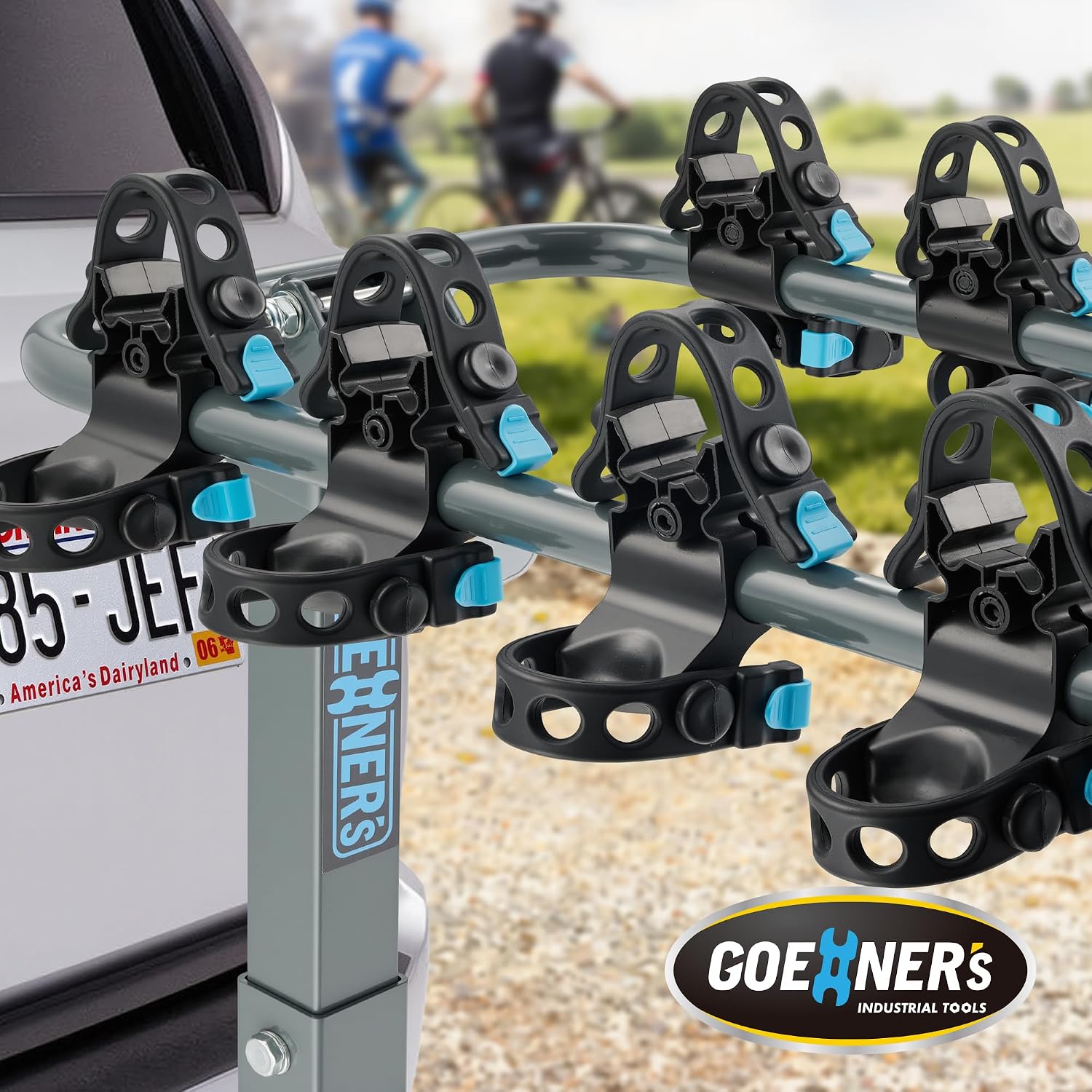 4 Bike Hitch Mount Rack, 240lbs Dual-Cradle 2" Receiver for Car SUV Truck | Anti-Sway Design, Tilt-Down Rear Access, Anti-Rattle Stabilizer, Powder Coated Steel, for Mountain Road Bikes