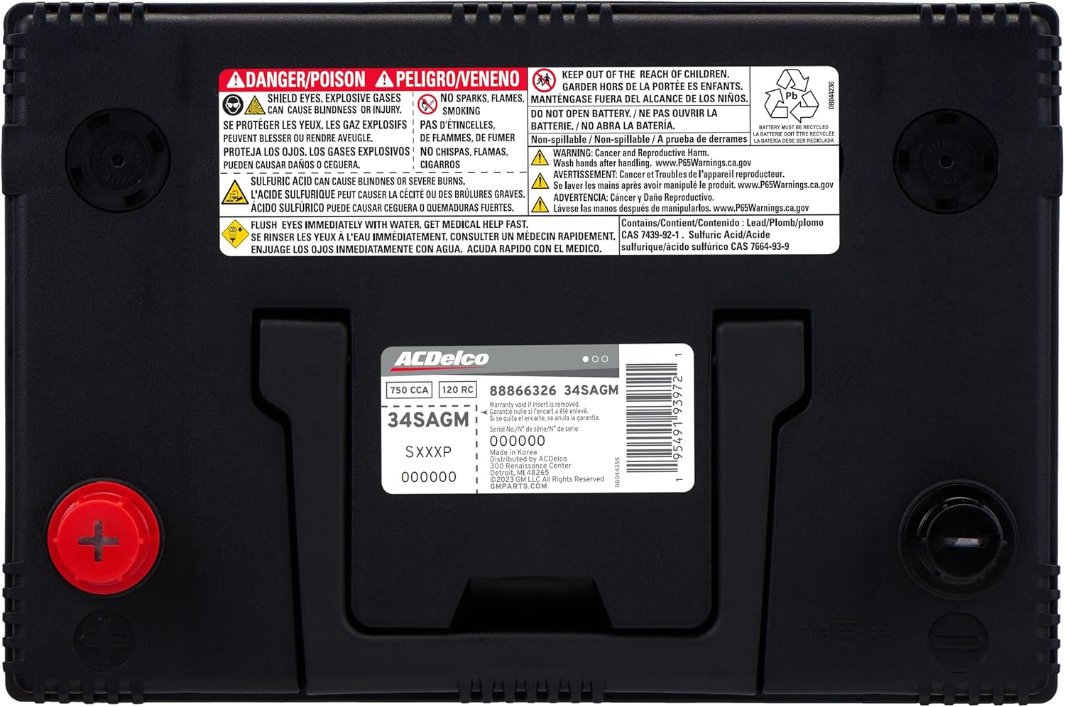 ACDelco Silver 34SAGM (88866326) 24 Month Warranty AGM BCI Group 34 Battery