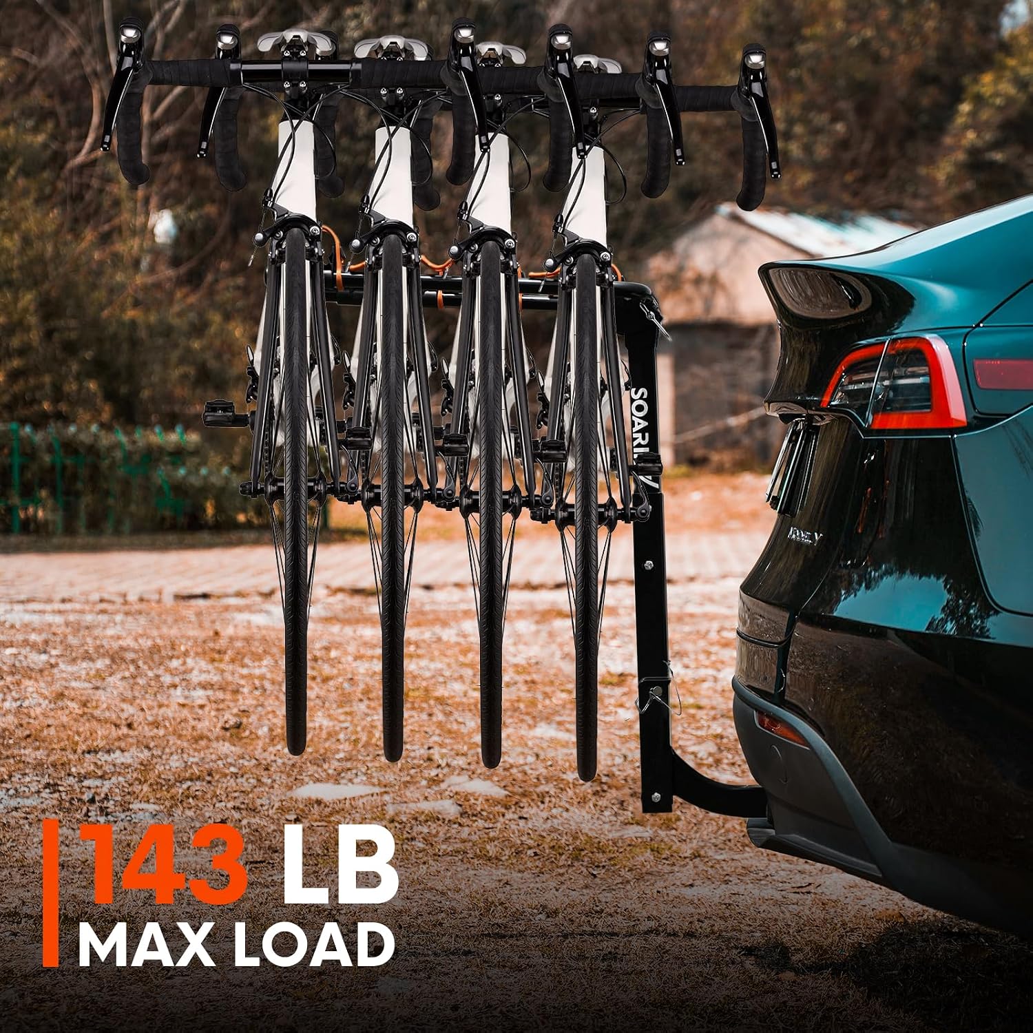 Bike Rack for Car, SUV, RV, Mount Hitch Bike Rack, Up to 143 lbs Load Bicycle Rack Carrier Rubber Straps, Tilt Release with 2" Hitch for Cars (4 Bikes)