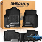 Umbrauto custom fit all-weather TPE floor mats for Chevy Silverado and GMC Sierra double cab trucks, front and rear footwell coverage