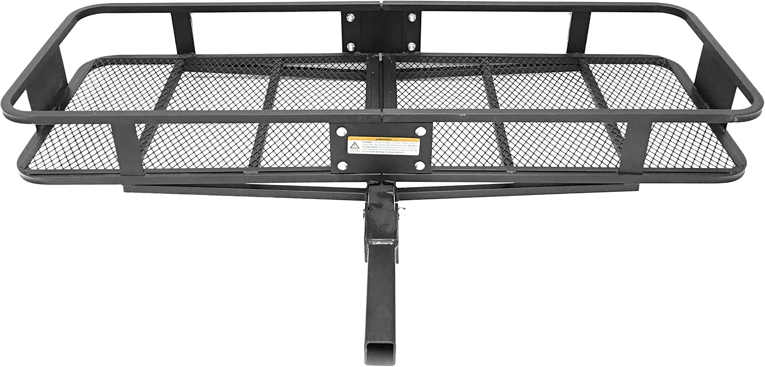 MaxxHaul 70103 500 lb. Capacity Steel Hitch Mount Folding Cargo Carrier Mesh Basket Fits 2 inch Hitch Receiver 60 x 21 x 6.5 in For Car SUV Pickup Truck Van Camping Traveling