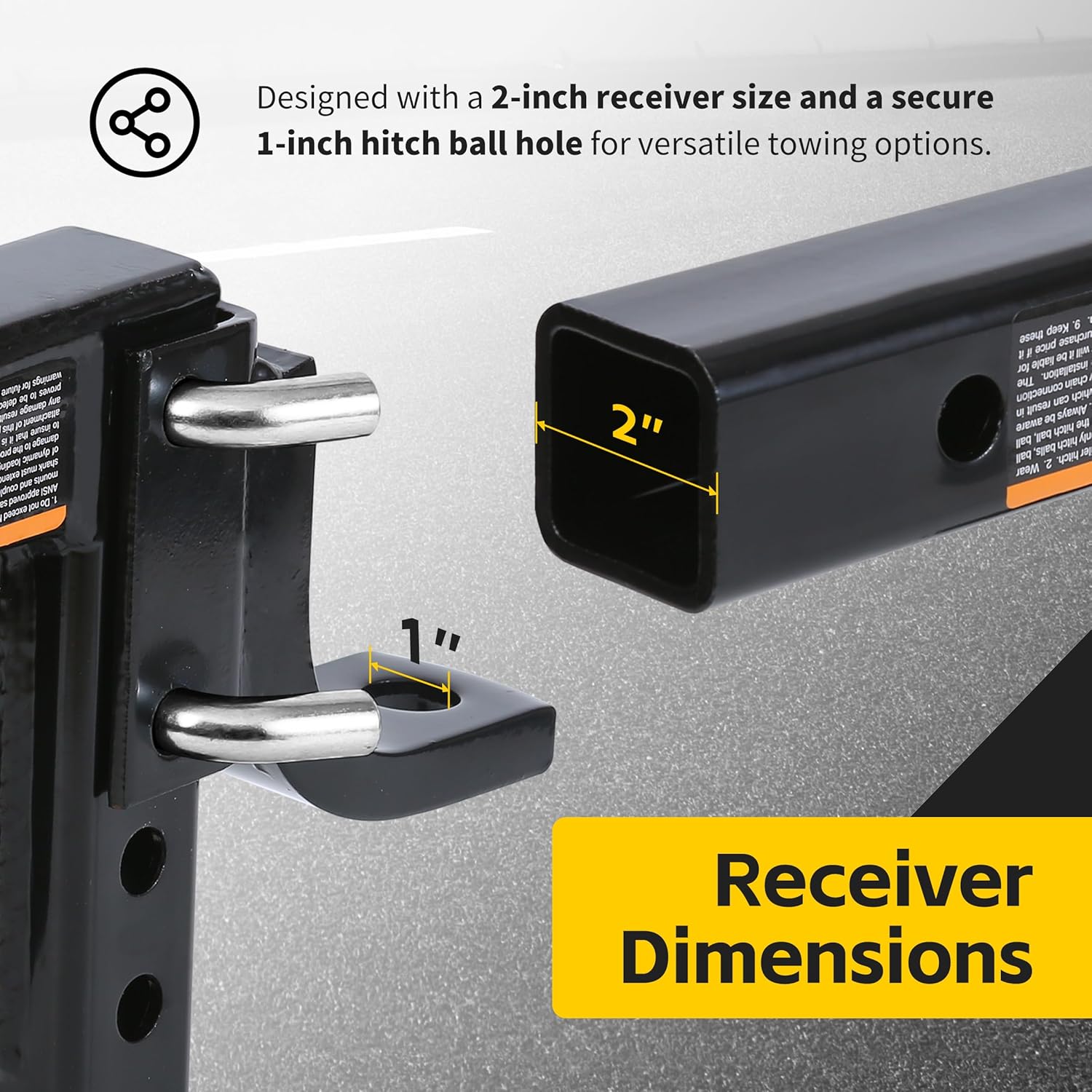 MaxxHaul Adjustable Ball Mount, 5,000 lb Towing Capacity with 8‑Position Height Adjustment, Fits 2" Receivers, Heavy‑Duty Steel Tow Hitch with Dual‑Pin System (70067)