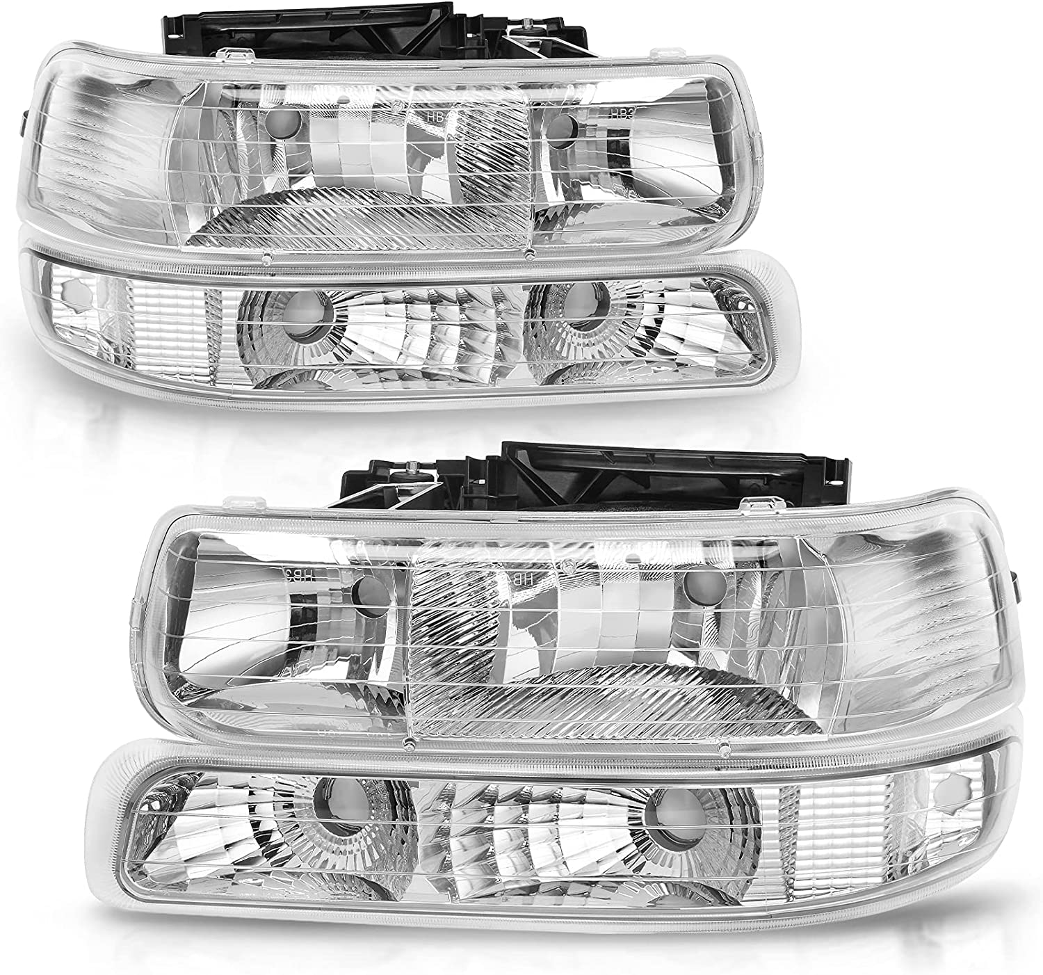 NTXGlow Autosaver88 headlights assembly for Chevrolet Silverado 1999-2002, Tahoe, Suburban bumpers, compatible with various 1500, 2500, 3500 models