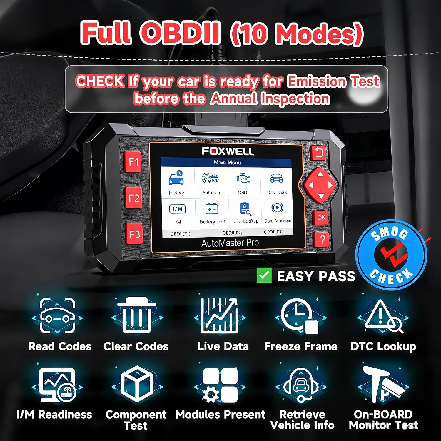 FOXWELL OBD2 Scanner Diagnostic Tool NT604, ABS/SRS/Transmission/Check Engine Code Reader for Cars and Trucks, 2026 diagnostic scanner for all vehicles, EN/ES Ver., Lifetime Update, Live Data, AutoVIN