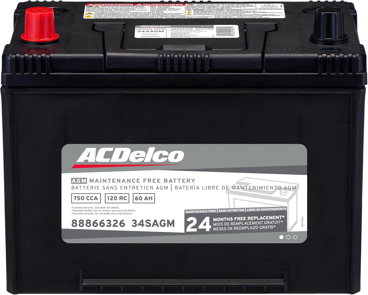 ACDelco Silver 34SAGM (88866326) 24 Month Warranty AGM BCI Group 34 Battery