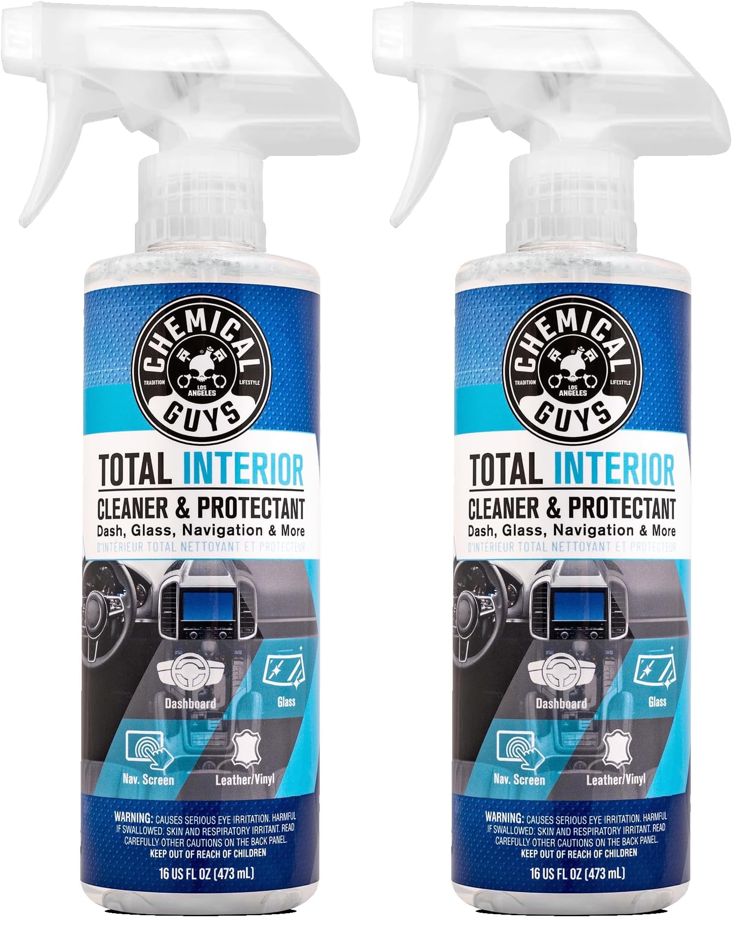 Chemical Guys, Total Interior Cleaner & Protectant, Leather & Vinyl, 16 oz | Cleans dashboards, seats, door panels, trim and glass in one step, leaving a fresh, streak-free, factory-style look