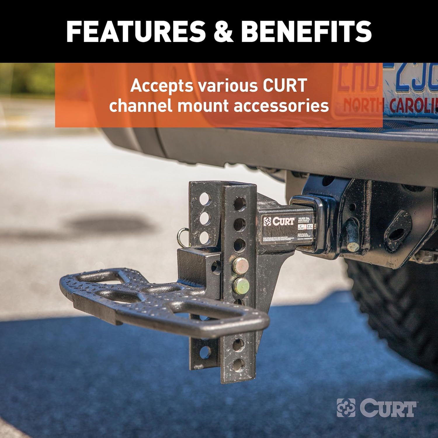 CURT 45900 Adjustable Dual-Ball Channel Mount, 2" Shank, 6" Drop | 2" Ball Rated 10,000 lb, 2-5/16" Ball Rated 14,000 lb, 5-1/4" Rise, 11" or 12" Length, Built-In Anti-Rattle