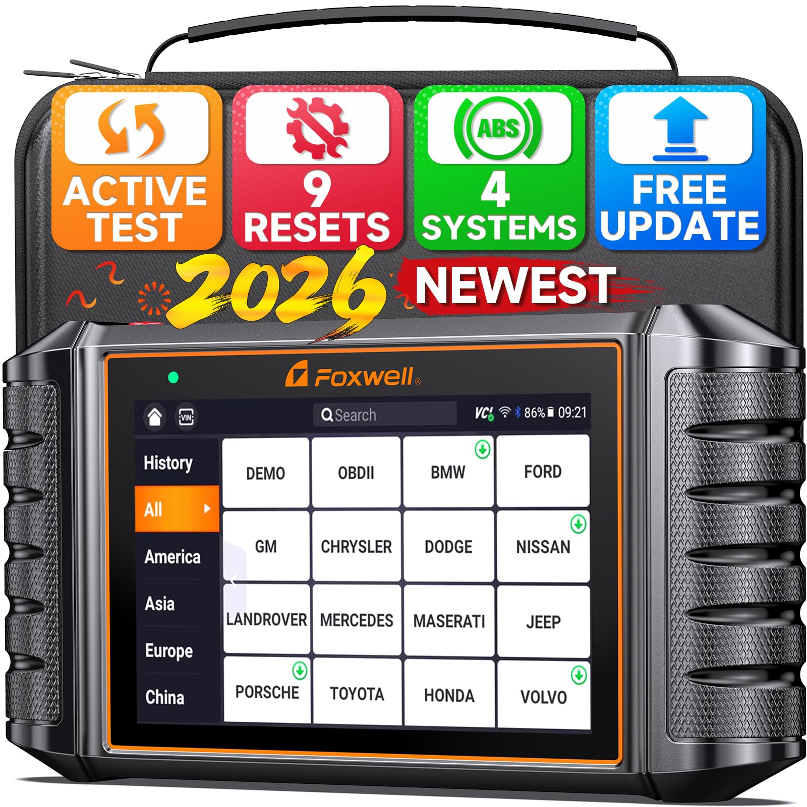 2026 FOXWELL NT726 OBD2 Scanner Diagnostic Tool, All System Bidirectional Scan Tool with TOP 12 Resets, Precise Car Diagnostic Scanner for All Vehicles, CAN-FD, FCA Autoauth, Lifetime Update, AutoVIN