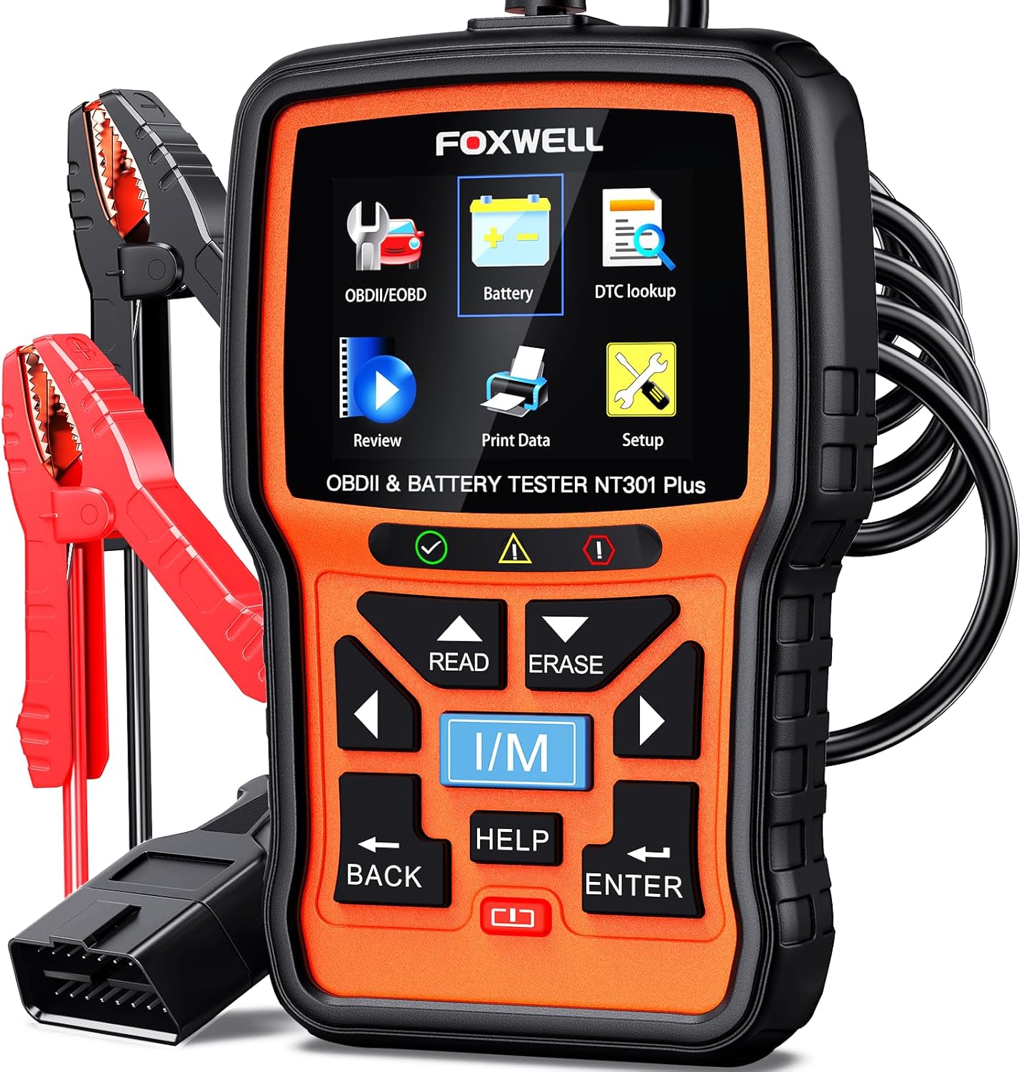 FOXWELL NT301 Plus 2-in-1 OBD2 Scanner & 12V Car Battery Tester