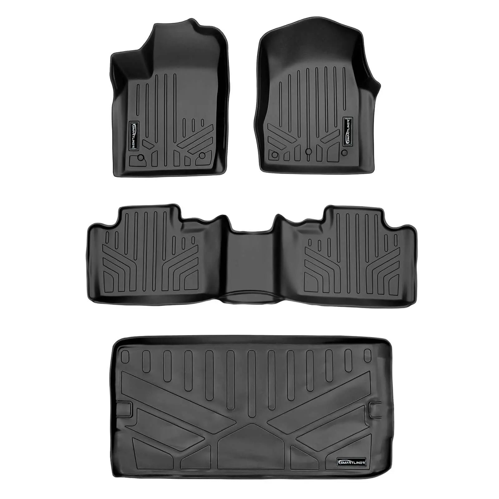 Smart Trim™ Custom Fit Floor Liners For 2013-16 Durango with 1st Row Dual Floor Hooks & 2nd Row Bench Seat Smartliner USA
