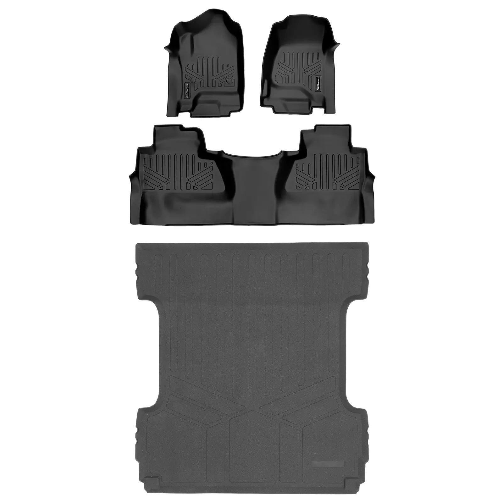 Custom fit Smartliner USA floor mats for 2014-2018 Silverado and Sierra 1500, 2015-2021 2500/3500 HD truck interior floor liners