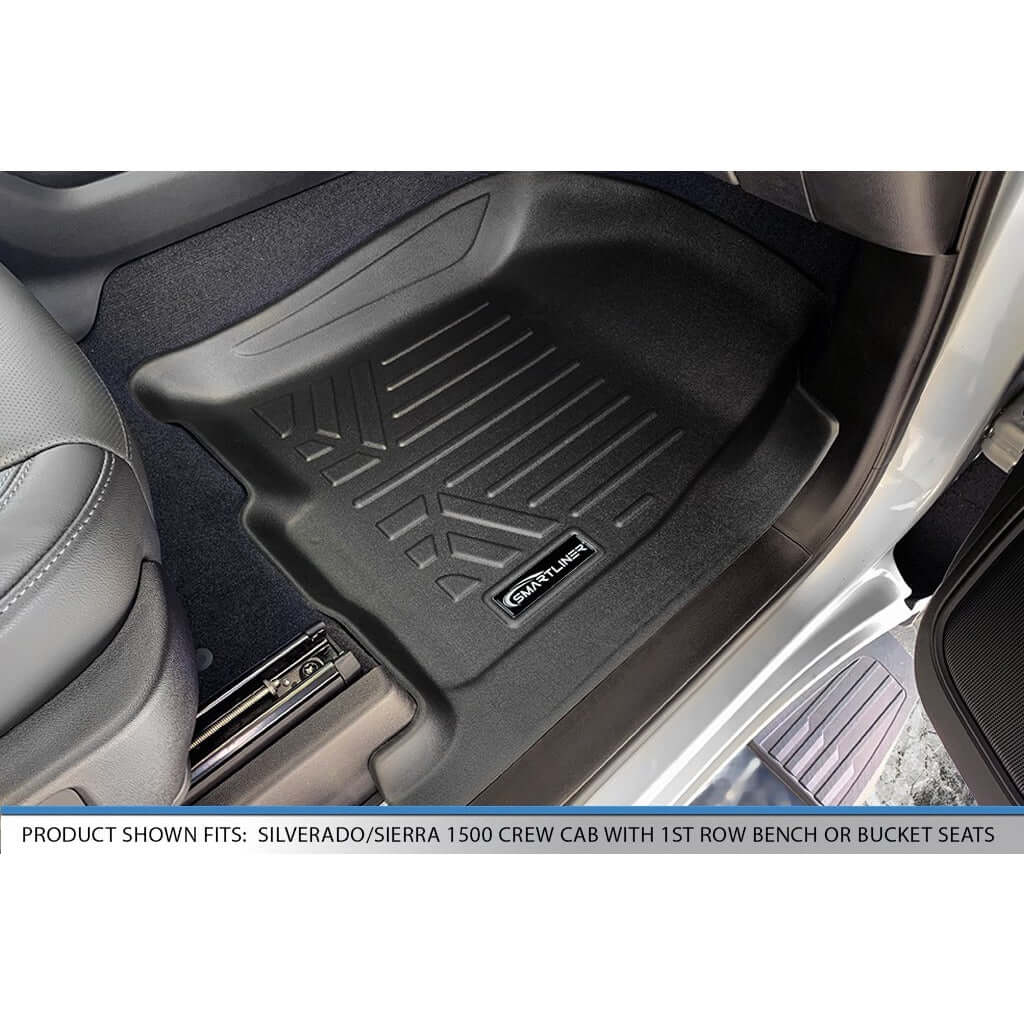Smartliner USA SmartCoverage™ Floor Liners For 2019-2026 1500 Silverado/Sierra Crew Cab 2019-2024 Crew Cab, top view