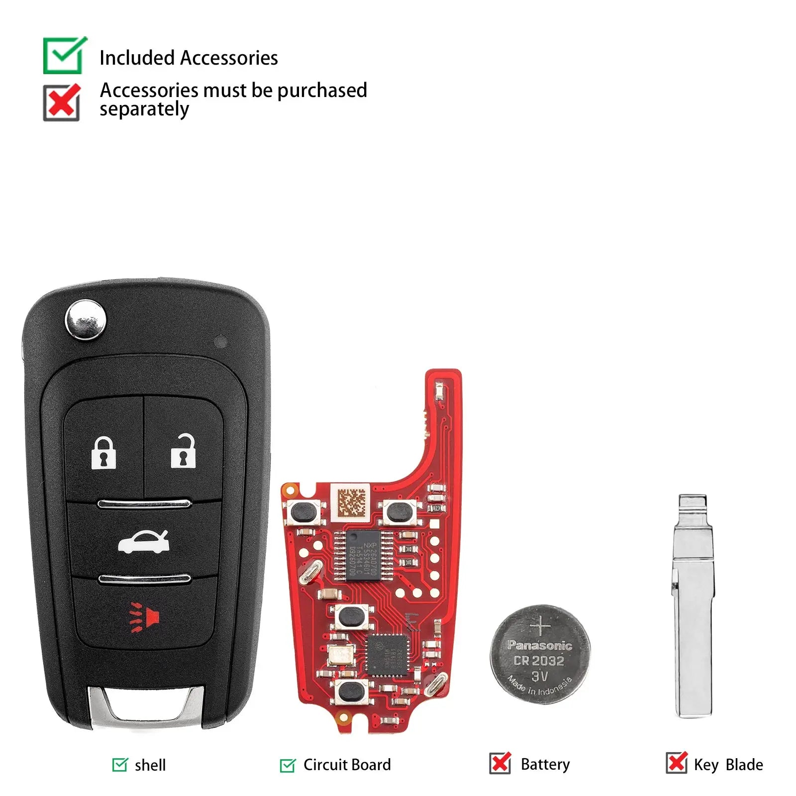 Xhorse XXNBU21EN  2ndGeneration Wireless Remote Key Buick Flip 4 Buttons English Work With VVDI Key Tool Max Pro 1pcs/lot Gm Service Guy