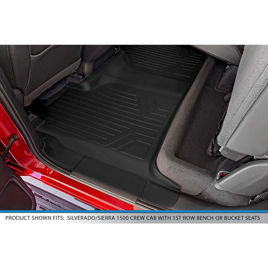 Smartliner USA SmartCoverage™ Floor Liners For 2019-2026 1500 Silverado/Sierra Crew Cab 2019-2024 Crew Cab, angled view