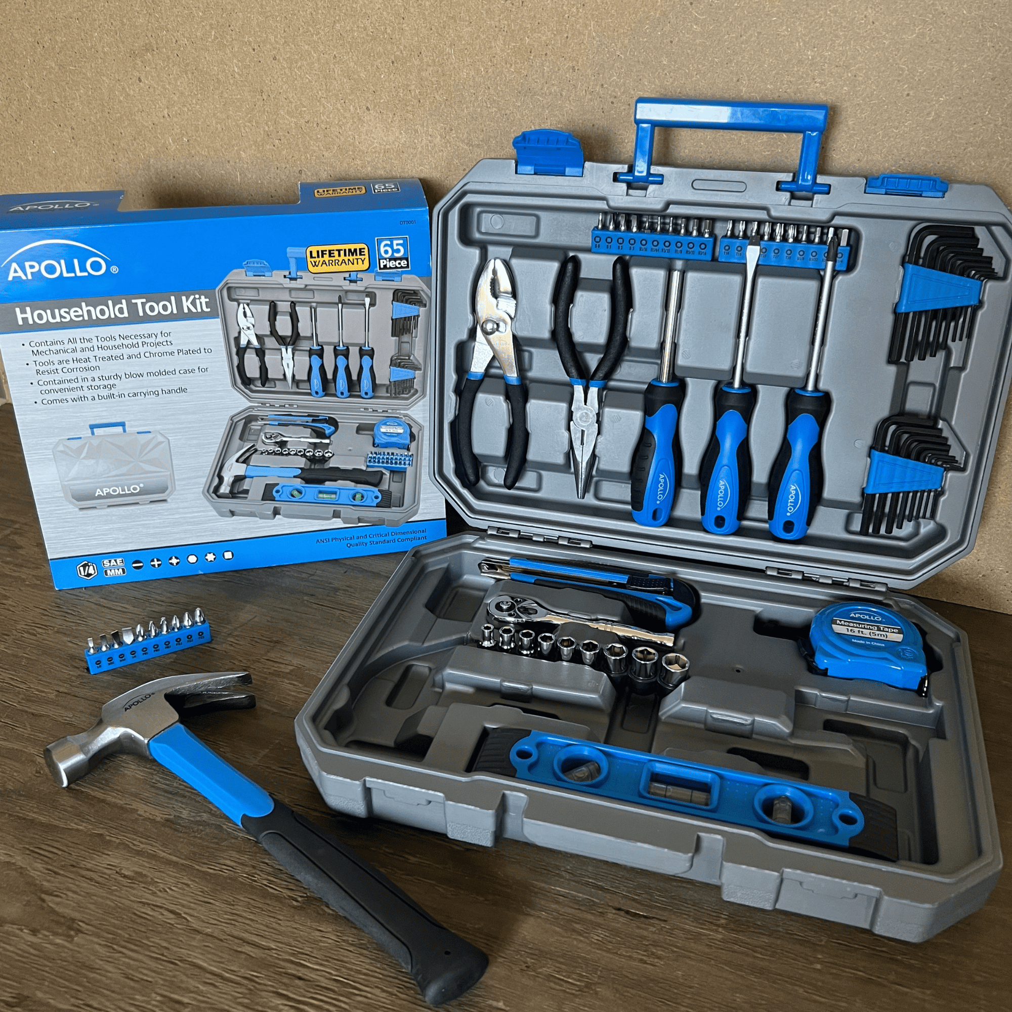 65 Piece Household and Mechanical Tool Set -- DT0001 Apollo Tools