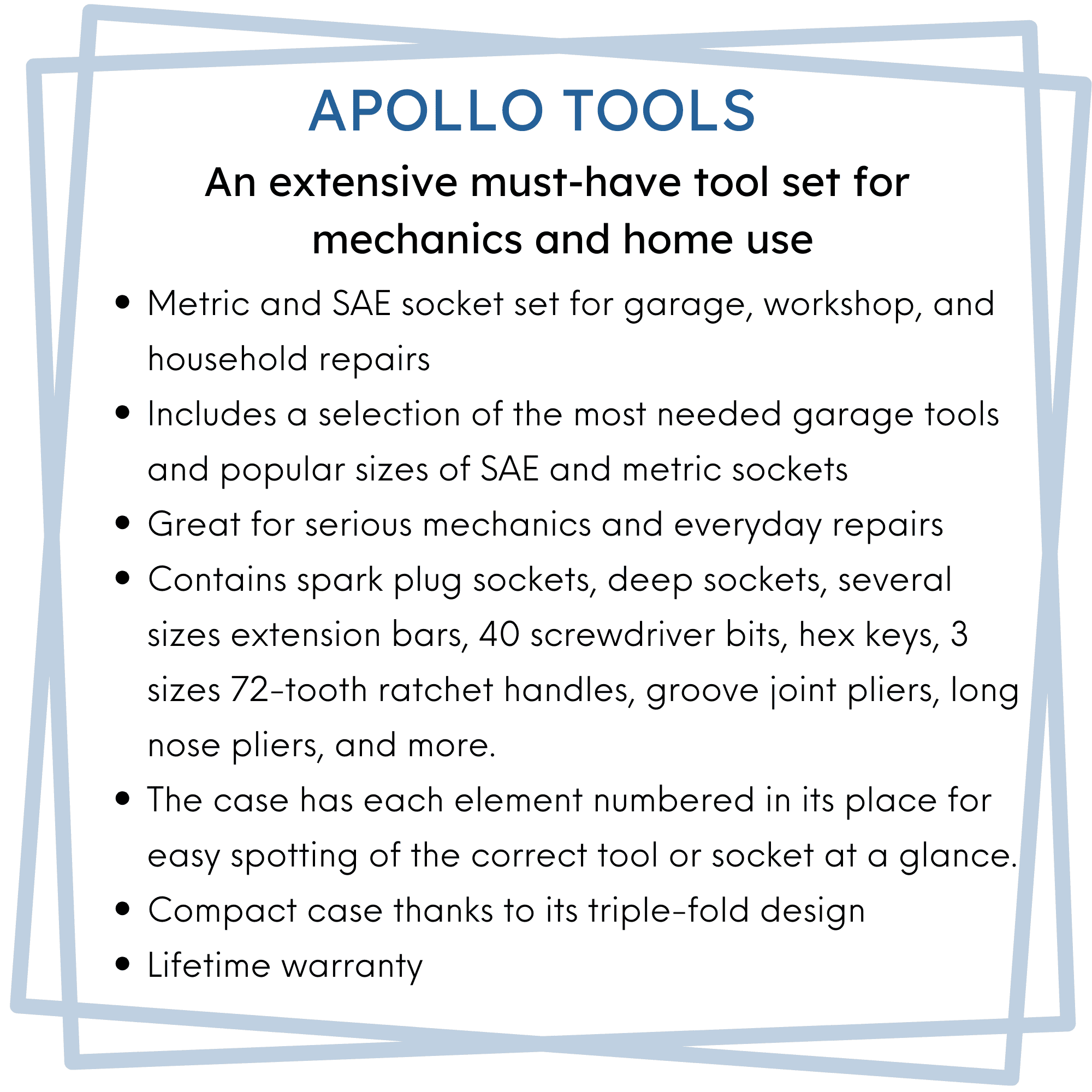 163 Piece Mechanics Tool Kit -- DT0002 Apollo Tools