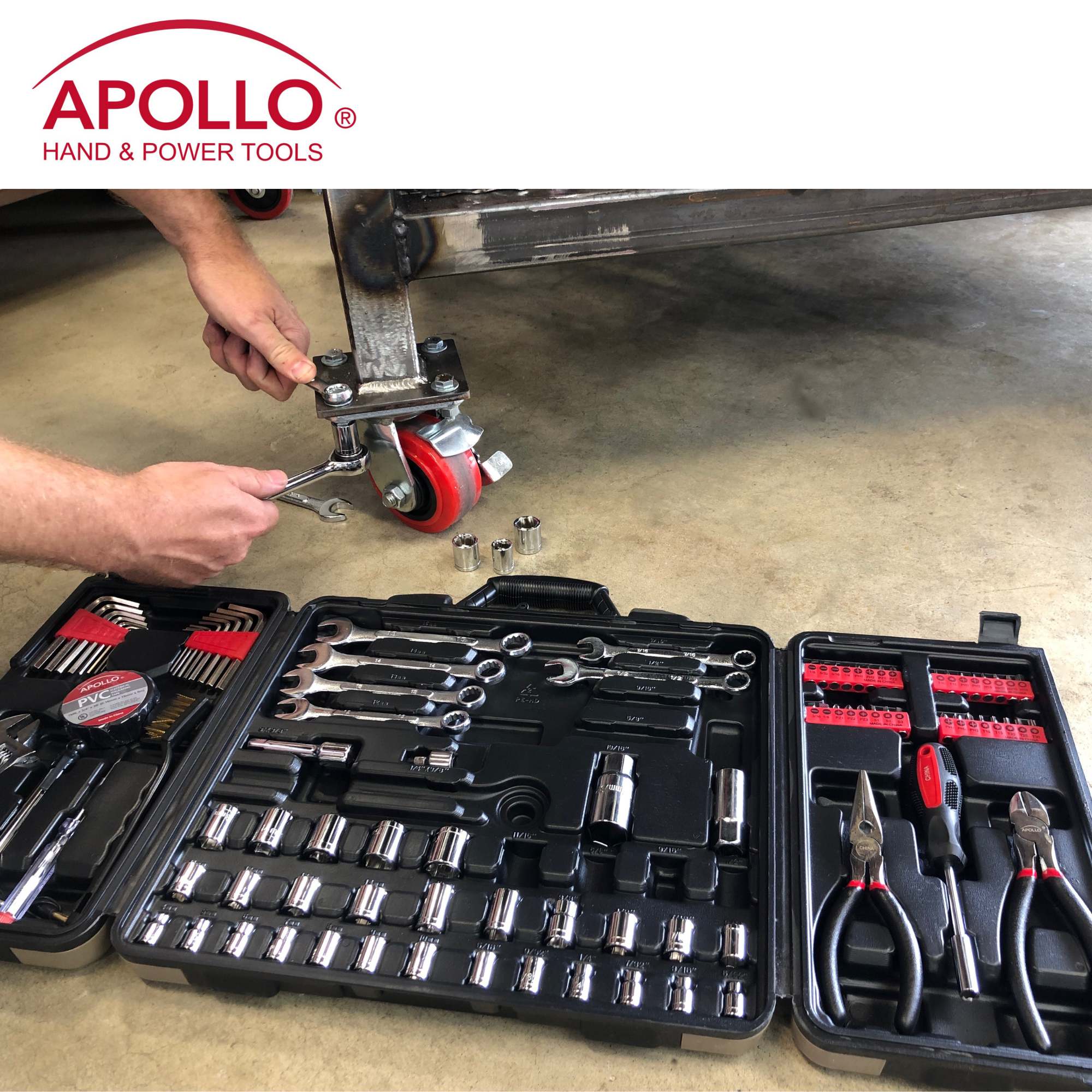 101 Piece Mechanic Tool Set for Vehicle and Home Maintenance, Roadside Emergencies. SAE and Metric Tool Set for Car, Boat, RV, Bikes - DT0006 Apollo Tools