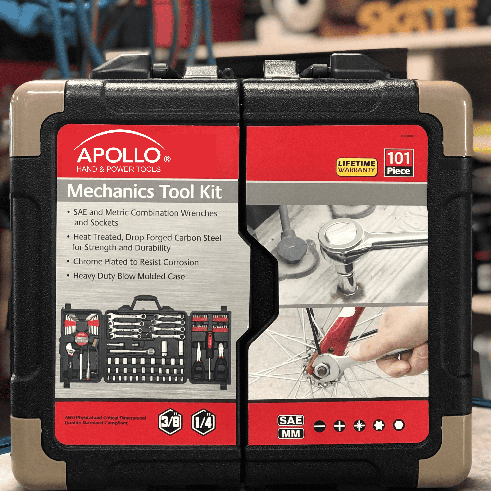 101 Piece Mechanic Tool Set for Vehicle and Home Maintenance, Roadside Emergencies. SAE and Metric Tool Set for Car, Boat, RV, Bikes - DT0006 Apollo Tools