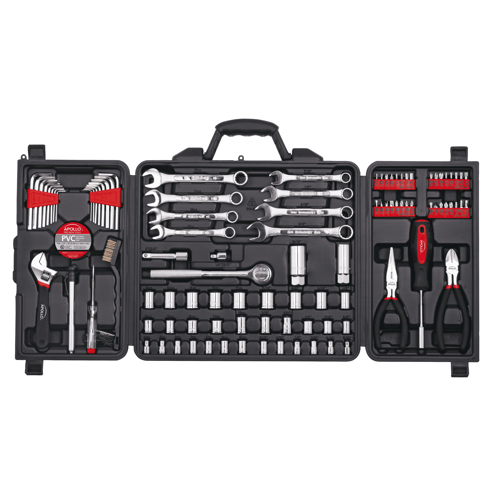 101 Piece Mechanic Tool Set for Vehicle and Home Maintenance, Roadside Emergencies. SAE and Metric Tool Set for Car, Boat, RV, Bikes - DT0006 Apollo Tools