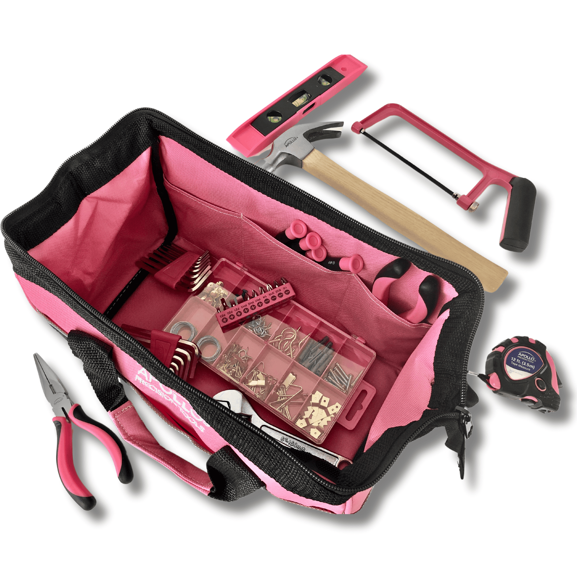 201 Piece Household Tool Kit in a Soft-Sided Tool Bag Pink - DT0020P Apollo Tools
